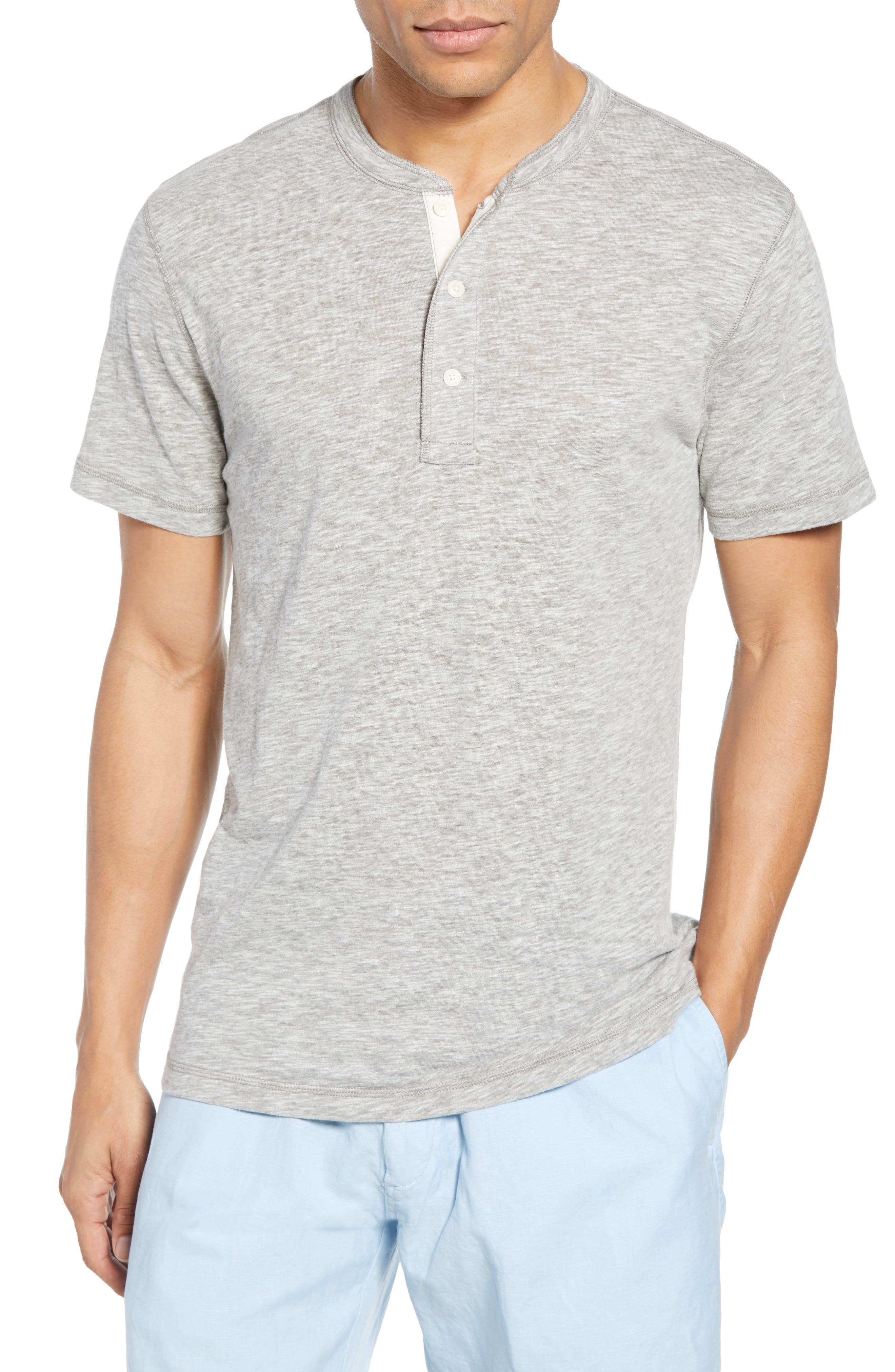 Faherty Heathered Henley, Grey