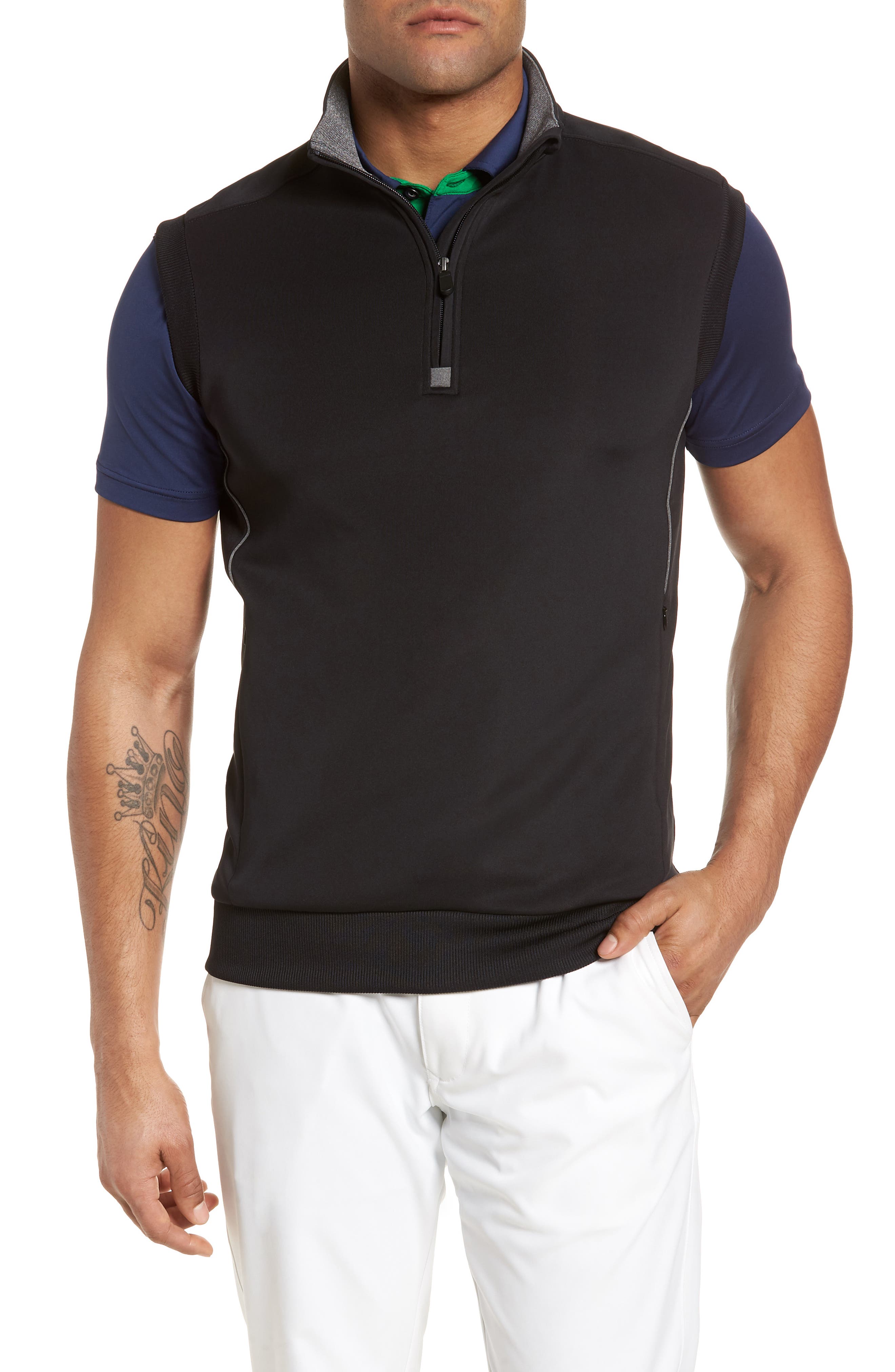 Bobby Jones Quarter Zip Tech Vest, Black