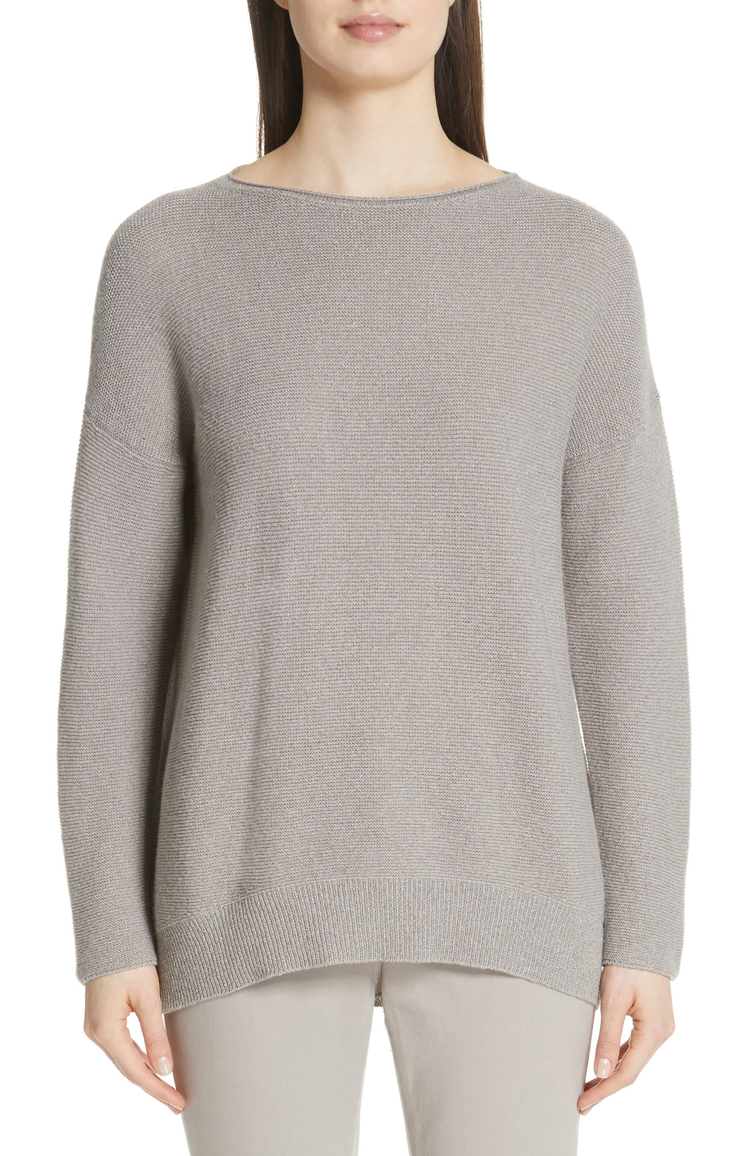Fabiana Filippi Merino Wool, Silk & Cashmere Blend Sweater, US / 44 IT - Grey
