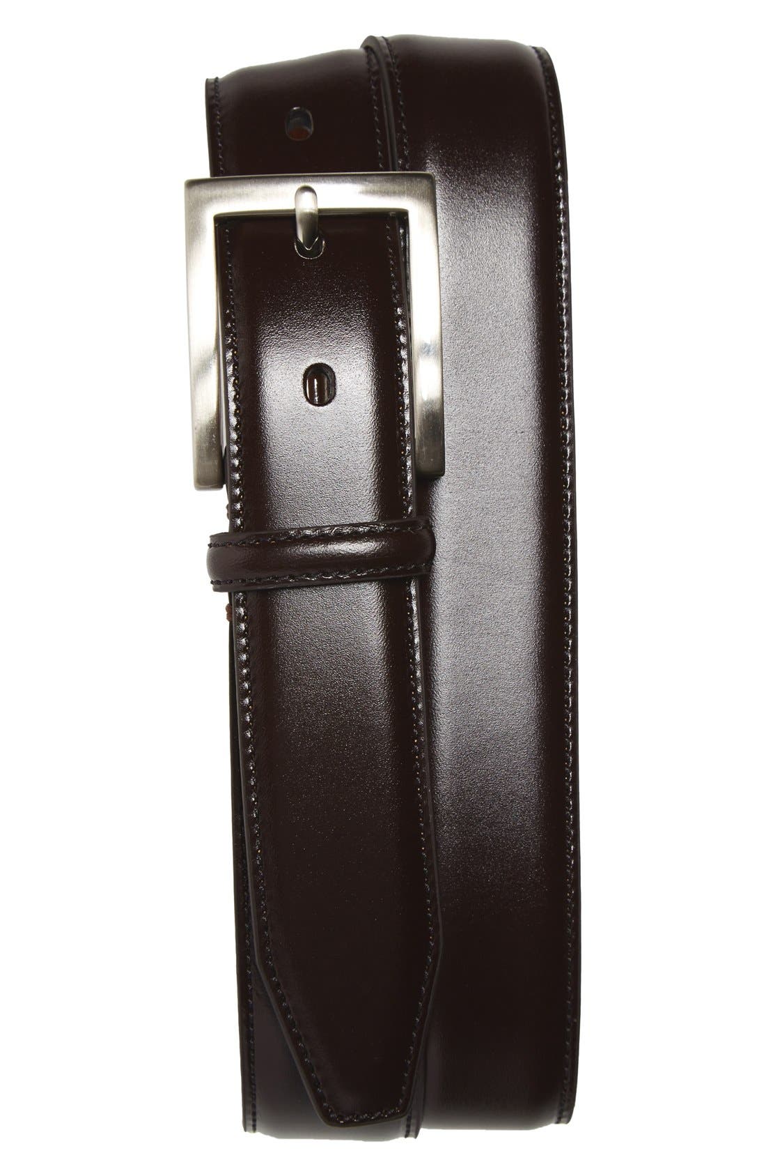 Johnston & Murphy Calfskin Belt, Burgundy