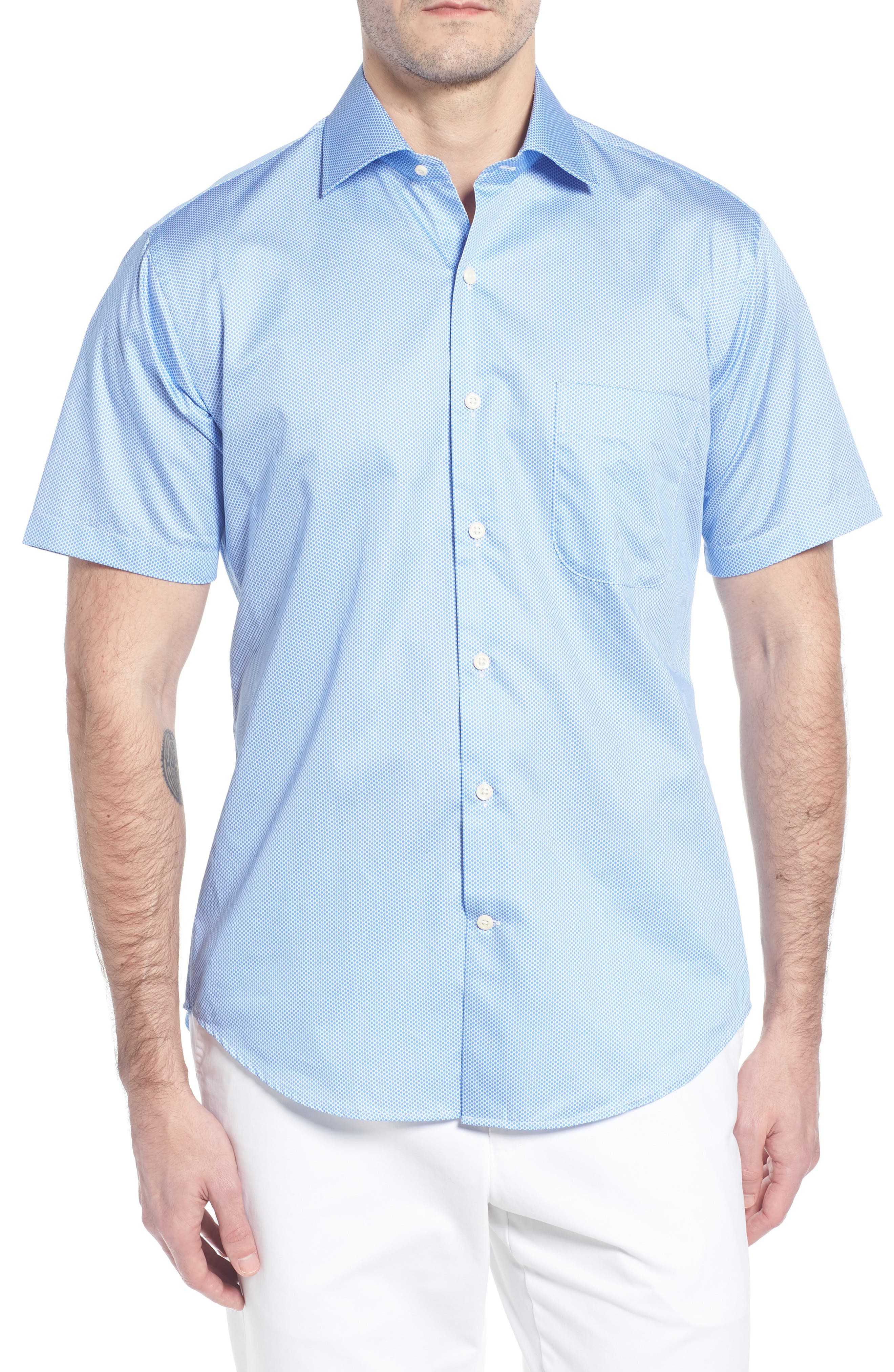 Peter Millar Crown Ease Connecting The Dots Sport Shirt, Blue
