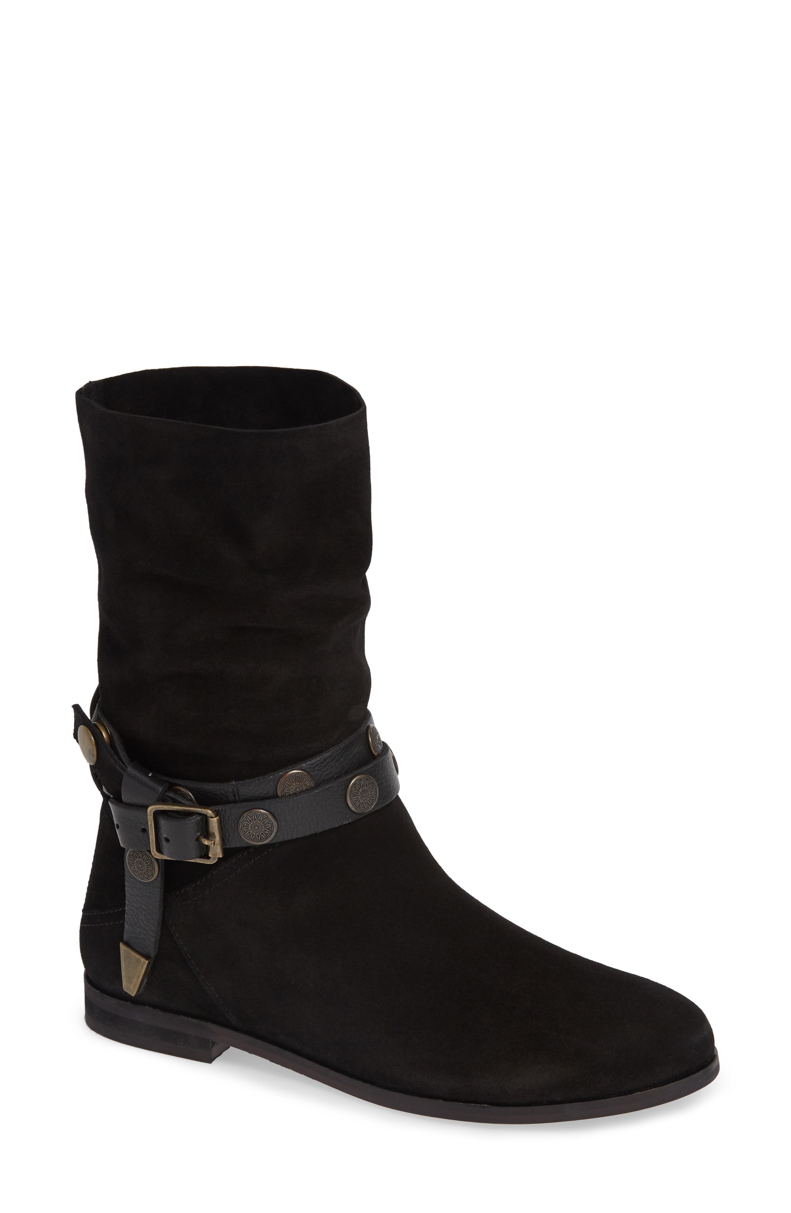 Free People Hayden Buckle Strap Boot, Black