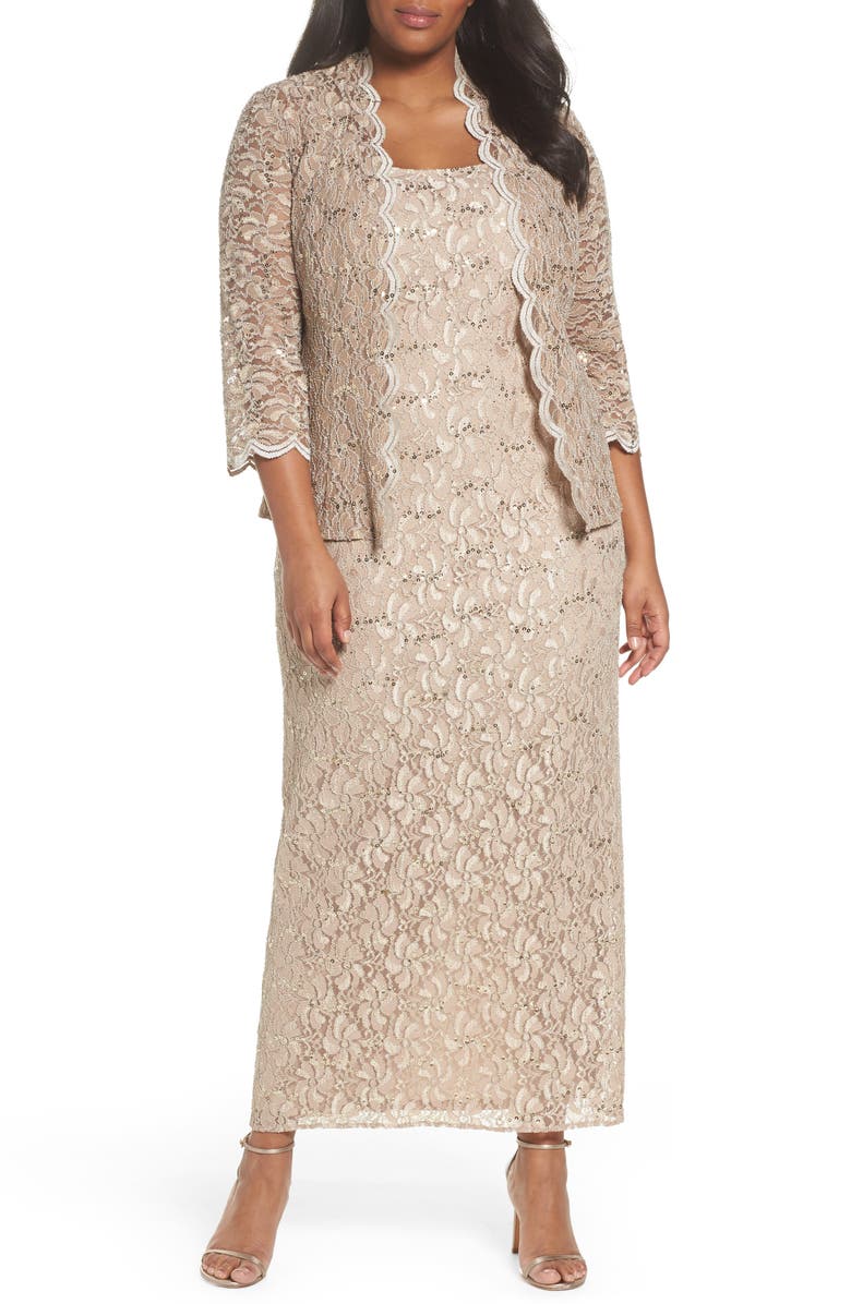 Alex Evenings Sequin Lace Gown & Jacket (Plus Size) | Nordstrom