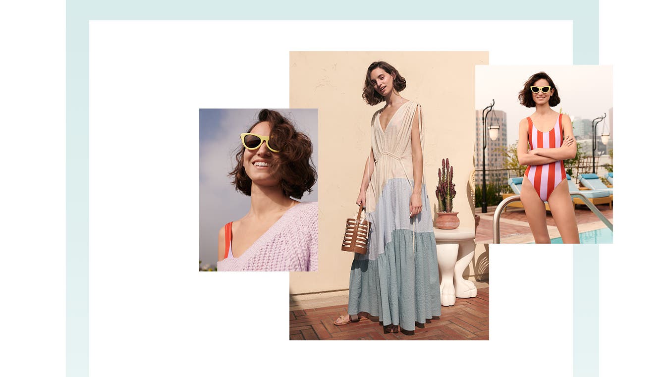 Relax and recharge in women's vacation clothing, shoes and accessories.