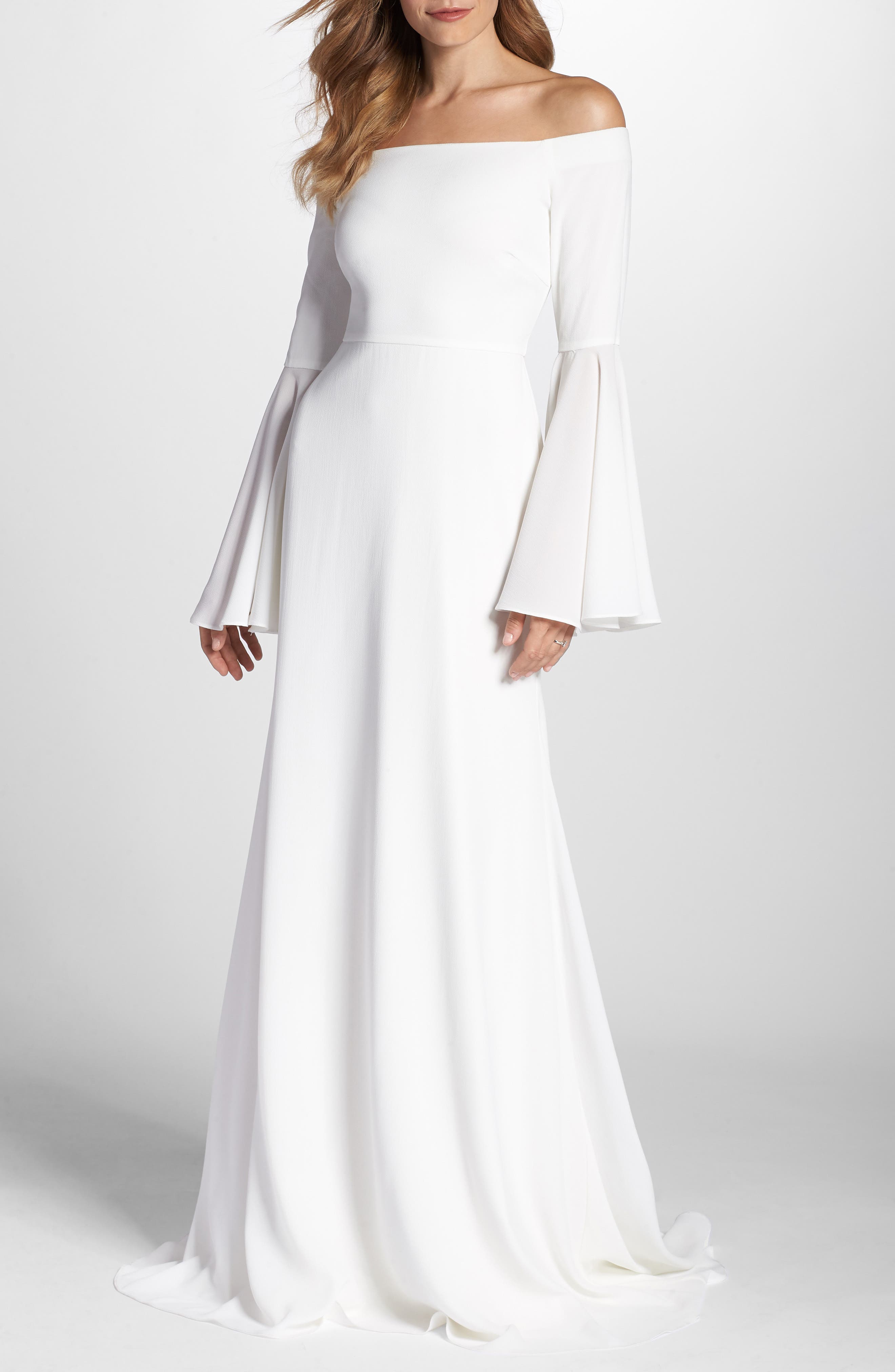 Joanna August Bowie Off The Shoulder Bell Sleeve Gown, White