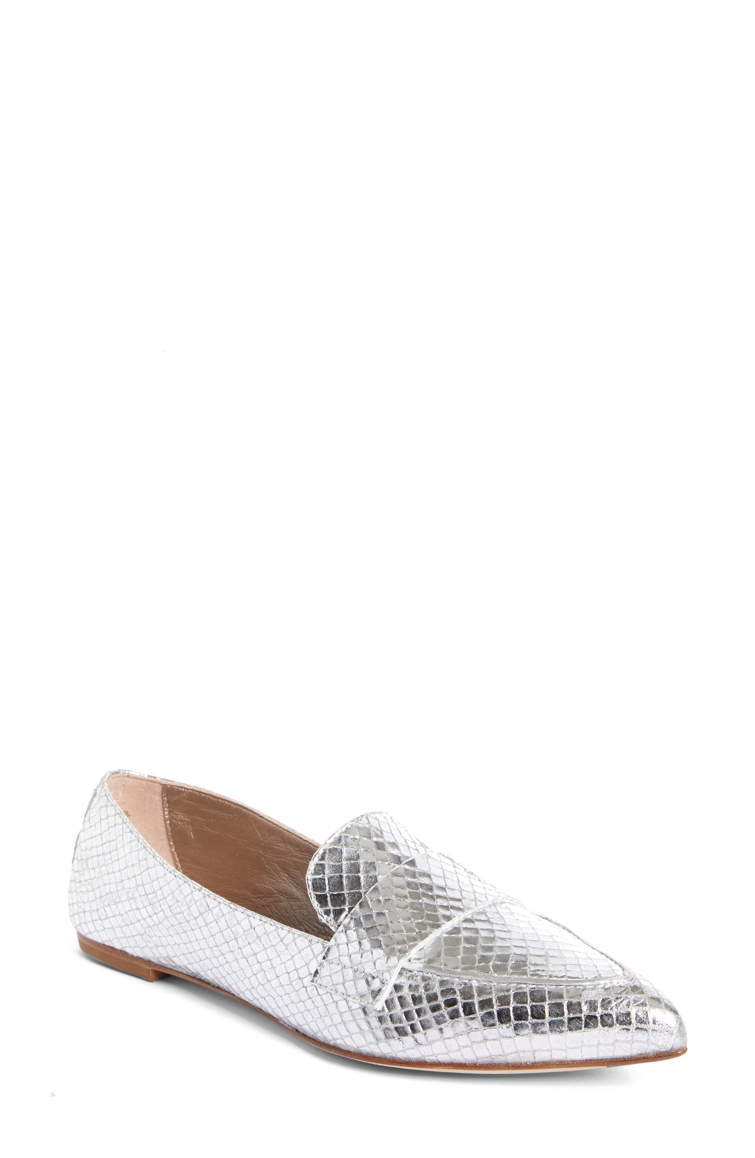 Agl Softy Pointy Toe Moccasin Loafer, Metallic
