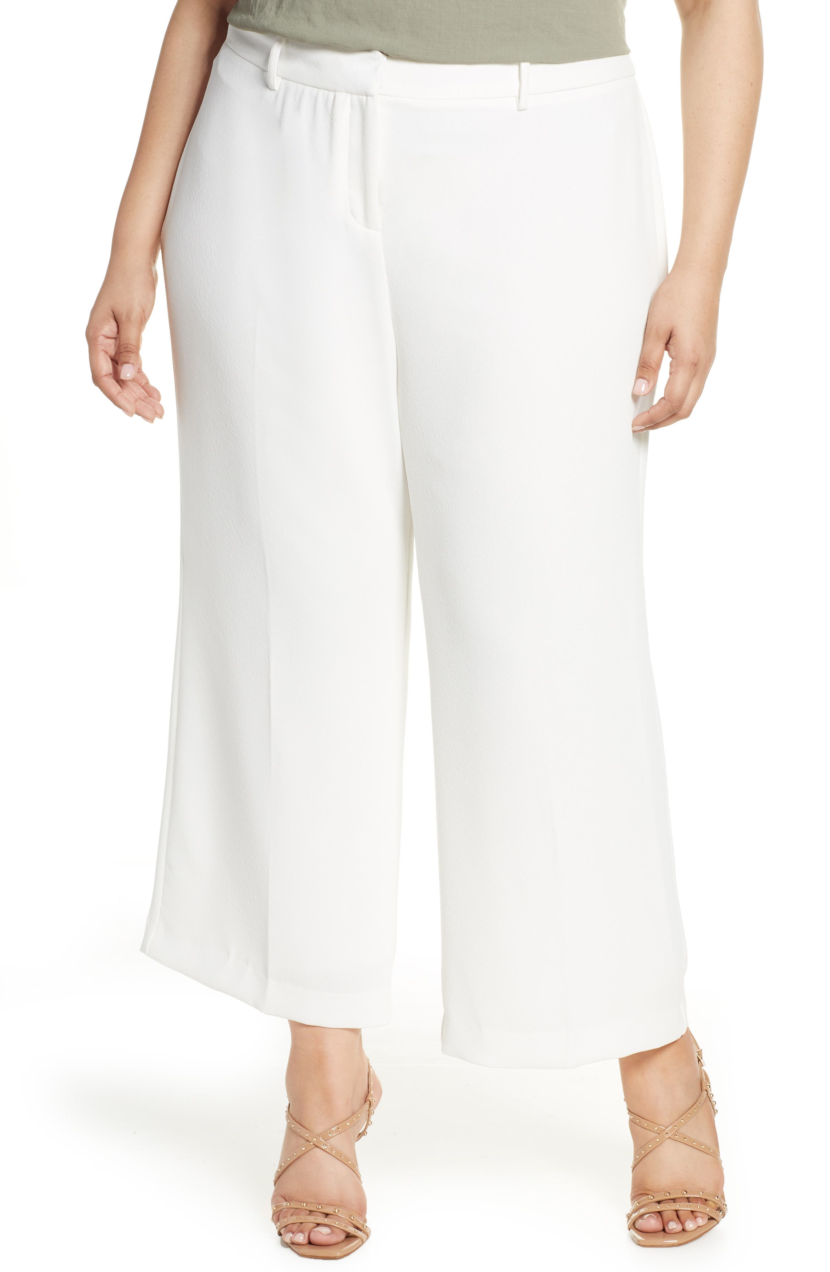 Plus Size 1.state Kick Flare Crop Pants, White
