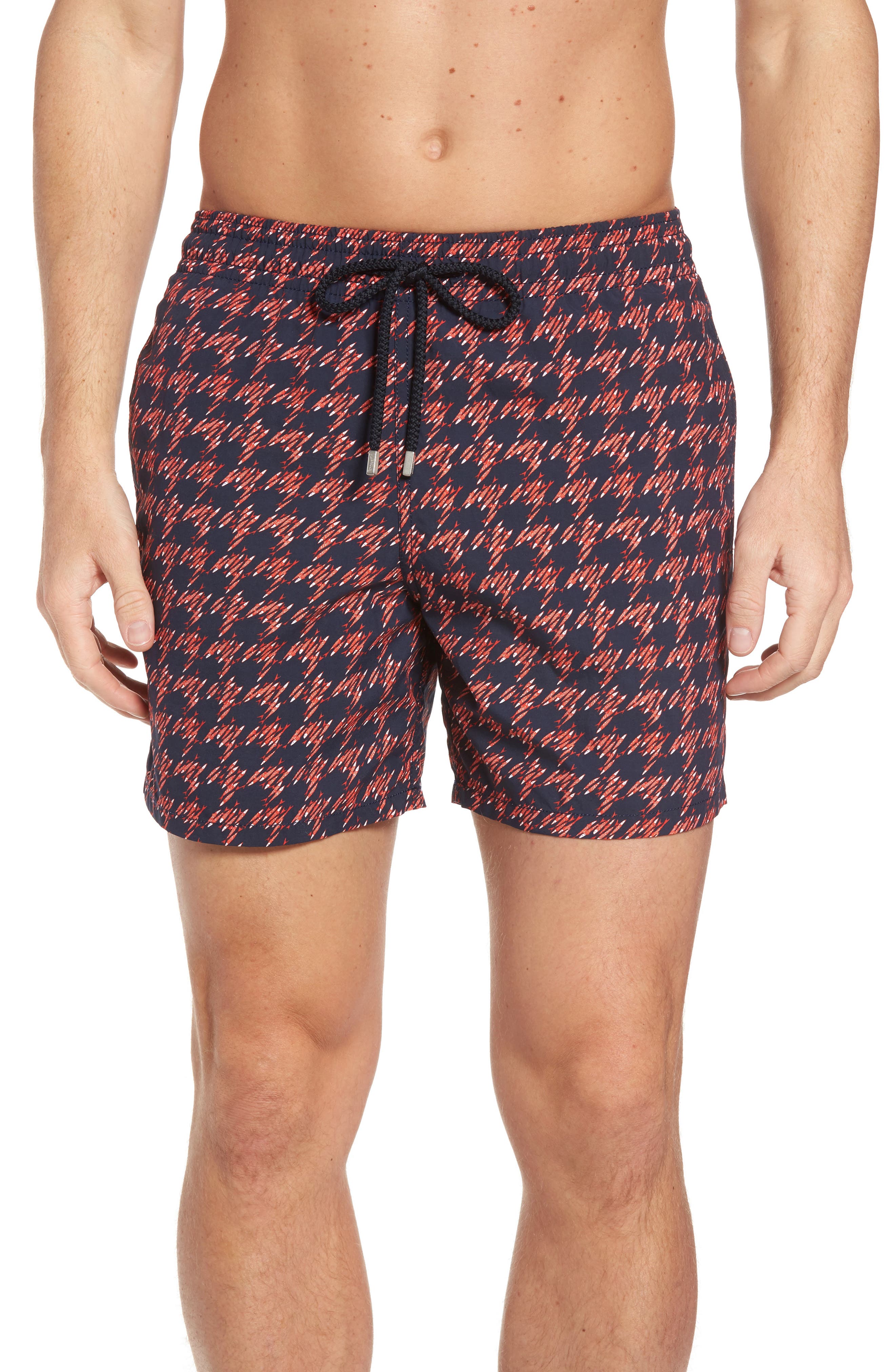 Vilebrequin Moorea Fish Foot Print Swim Trunks, Blue