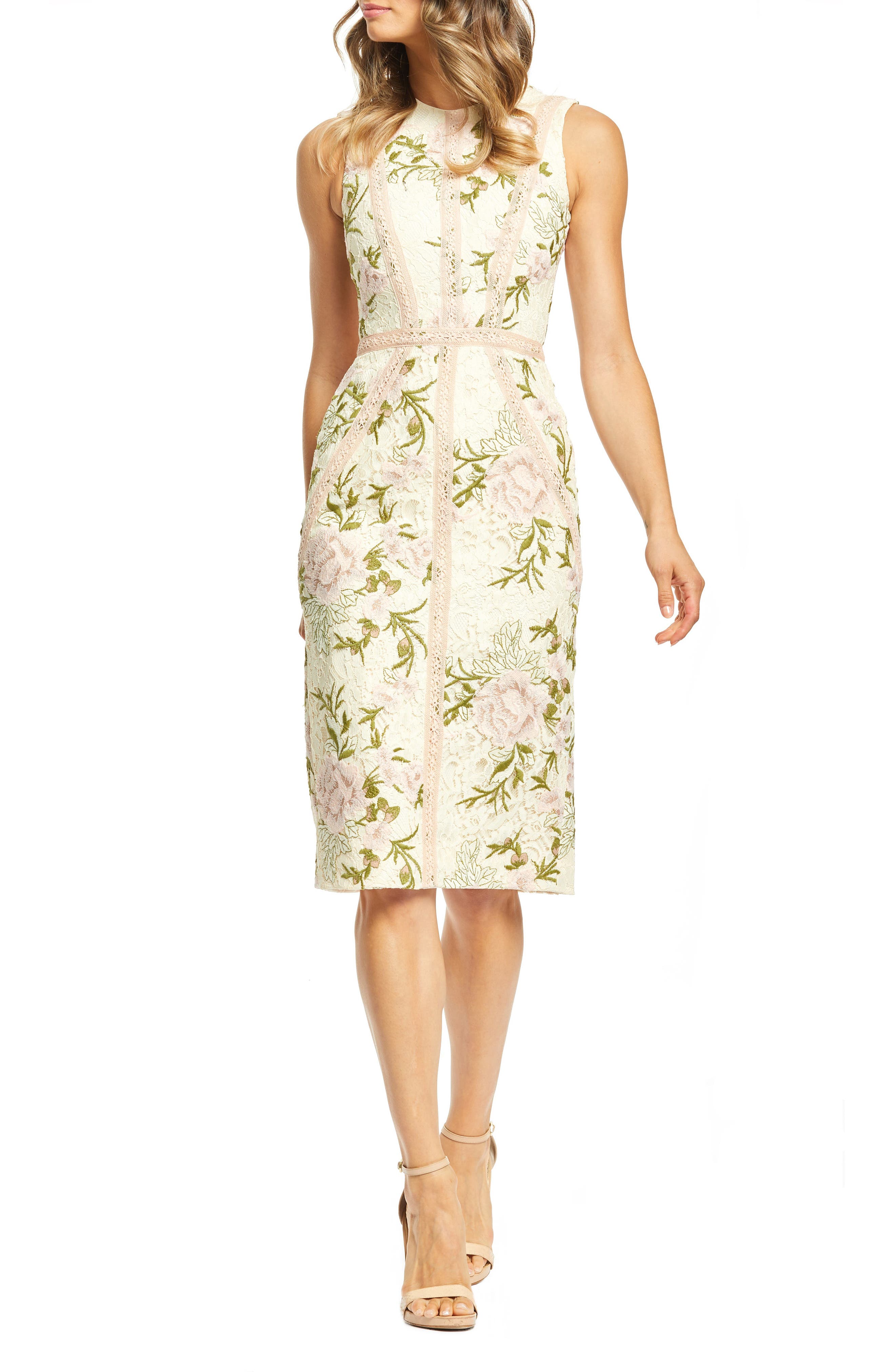 Dress The Population Penelope Lace Cocktail Dress, Ivory