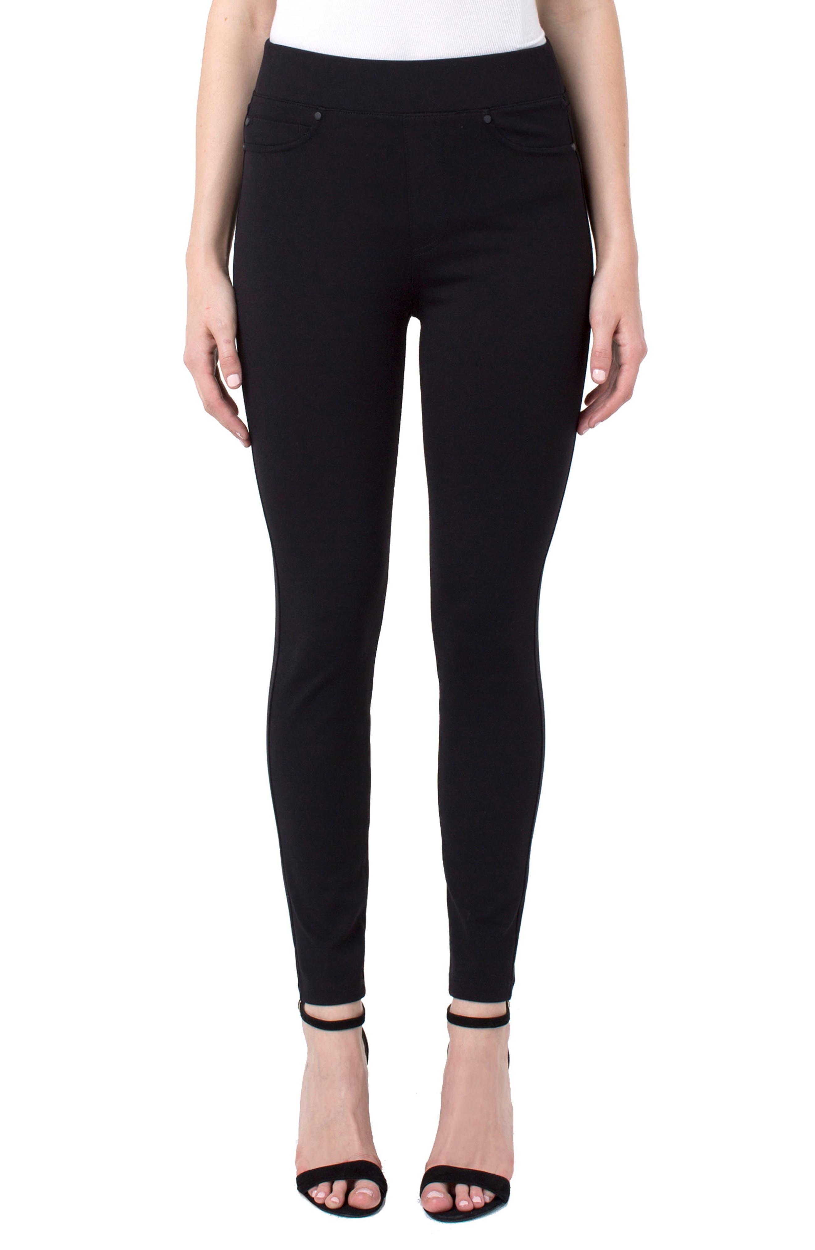 Petite Liverpool Pull-On Knit Leggings, Black