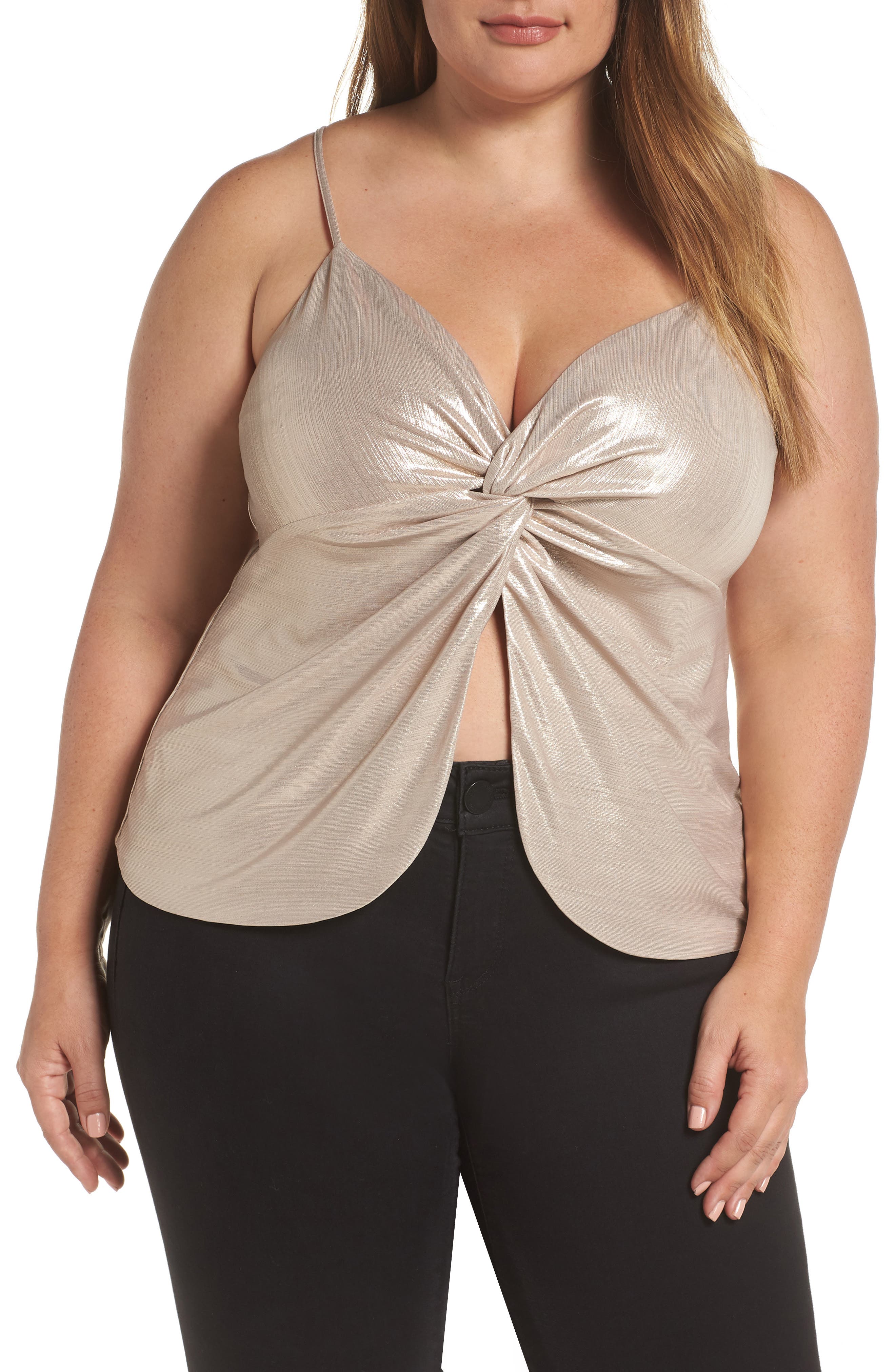 Plus Size Leith Knot Front Metallic Camisole, Metallic