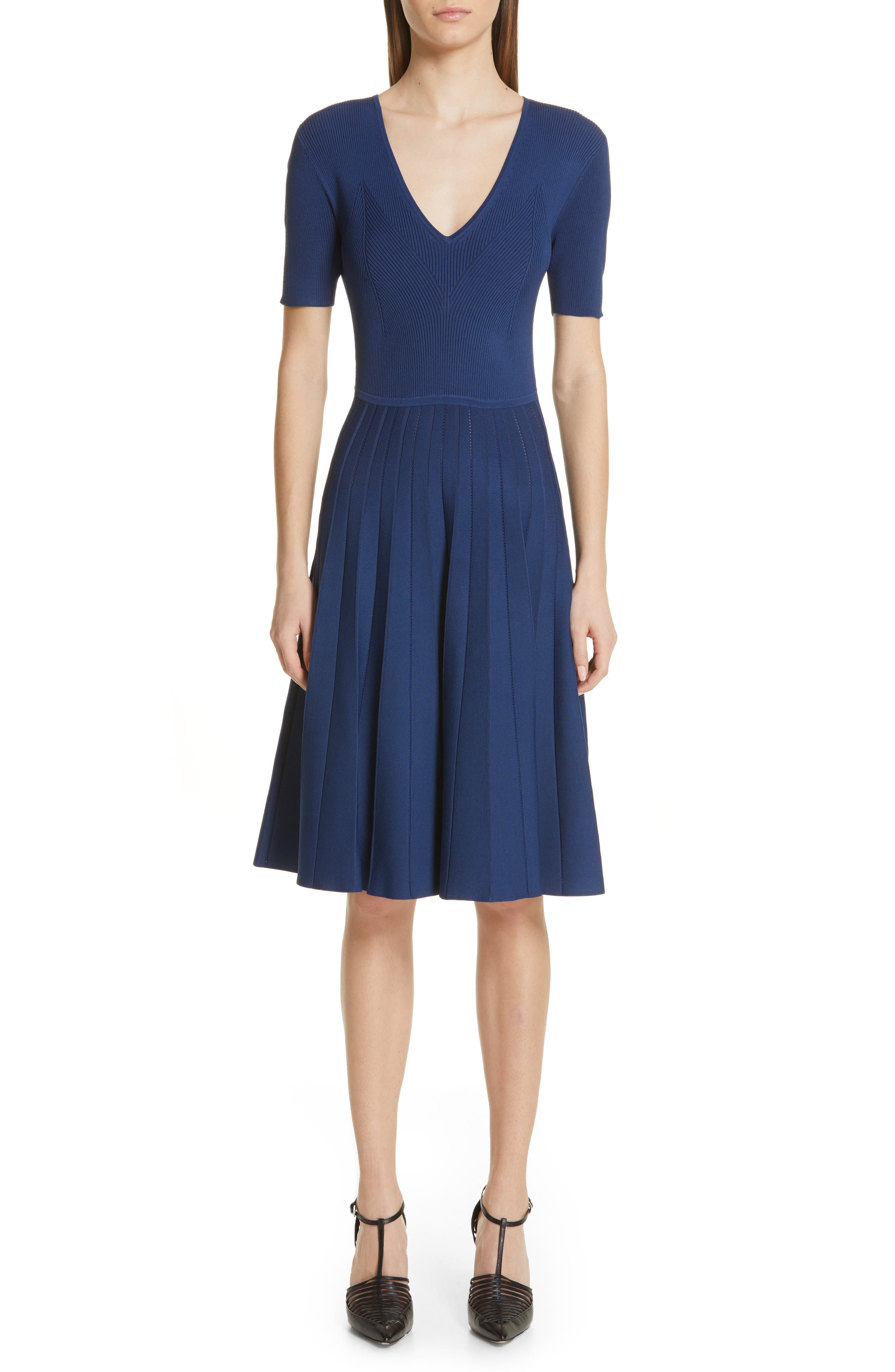 Jason Wu Collection Knit Fit & Flare Dress, Blue
