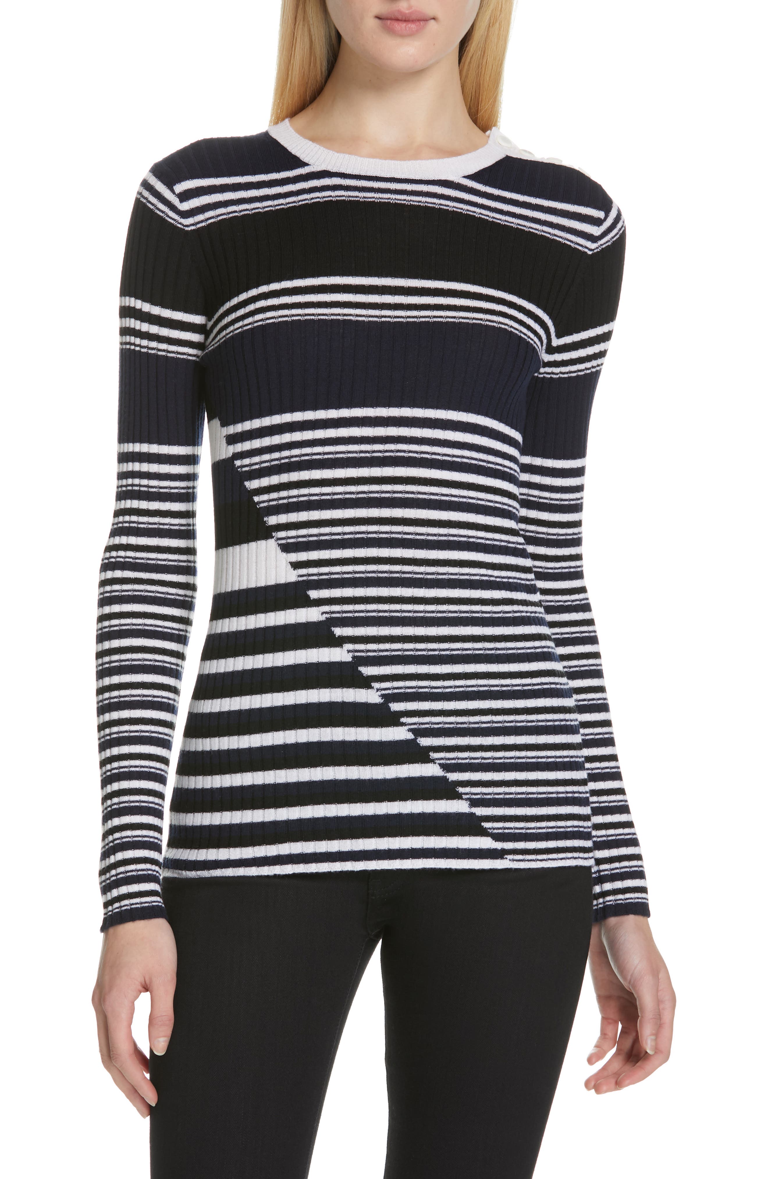 Equipment Desmond Stripe Wool Sweater, Blue