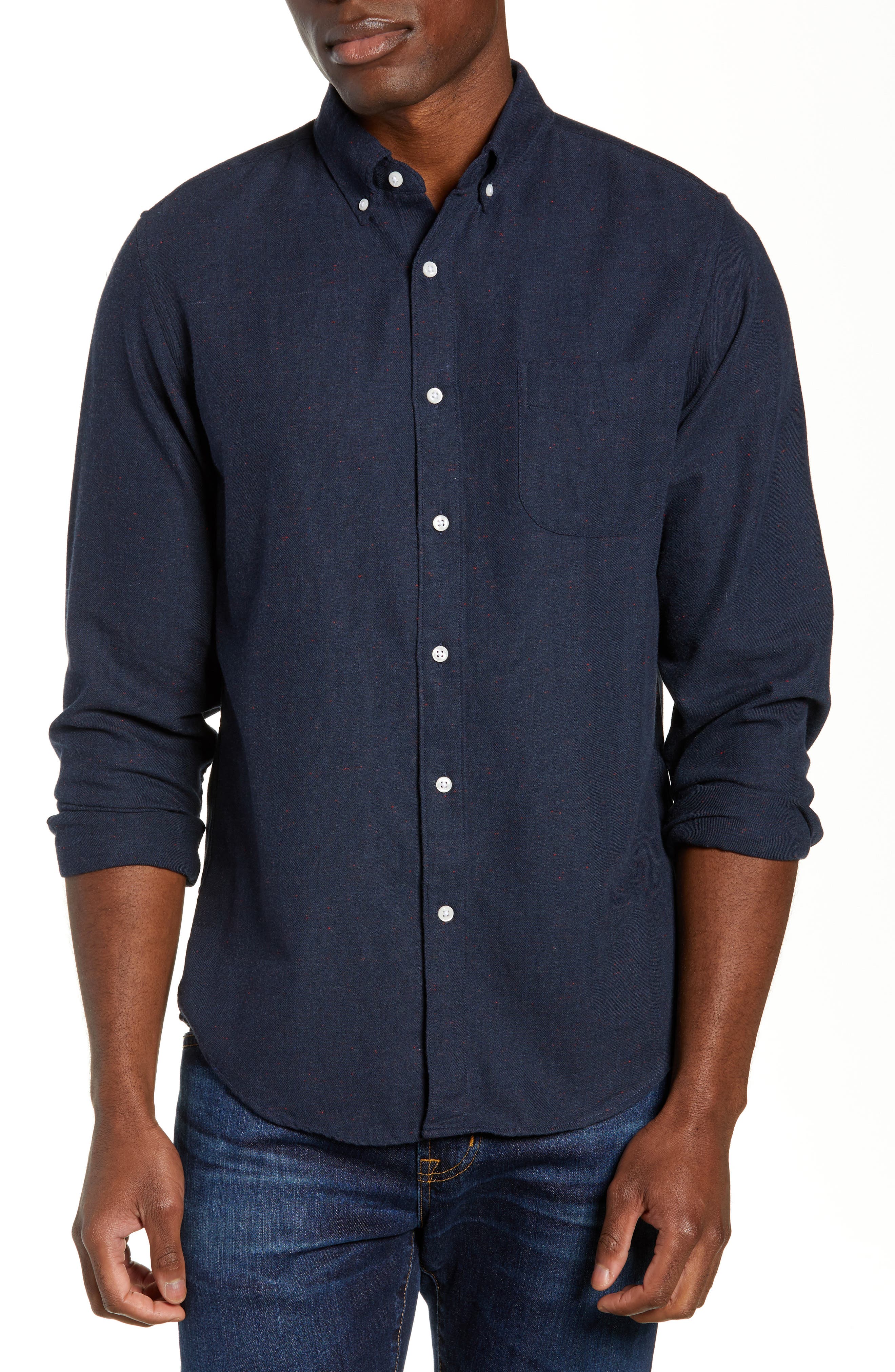 J.crew Slim Fit Neppy Twill Sport Shirt, Blue