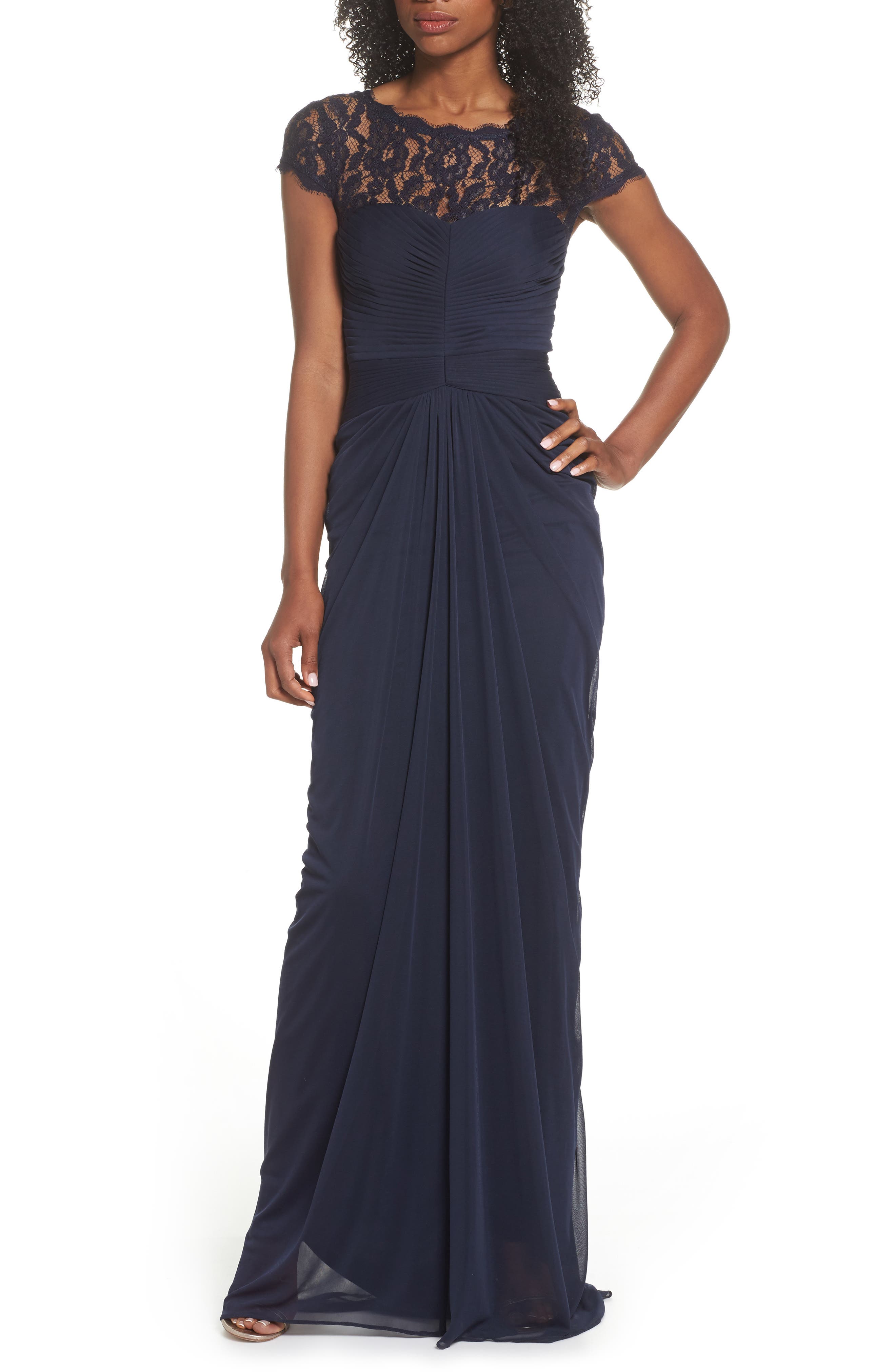 Adrianna Papell Lace Yoke Drape Gown Nordstrom