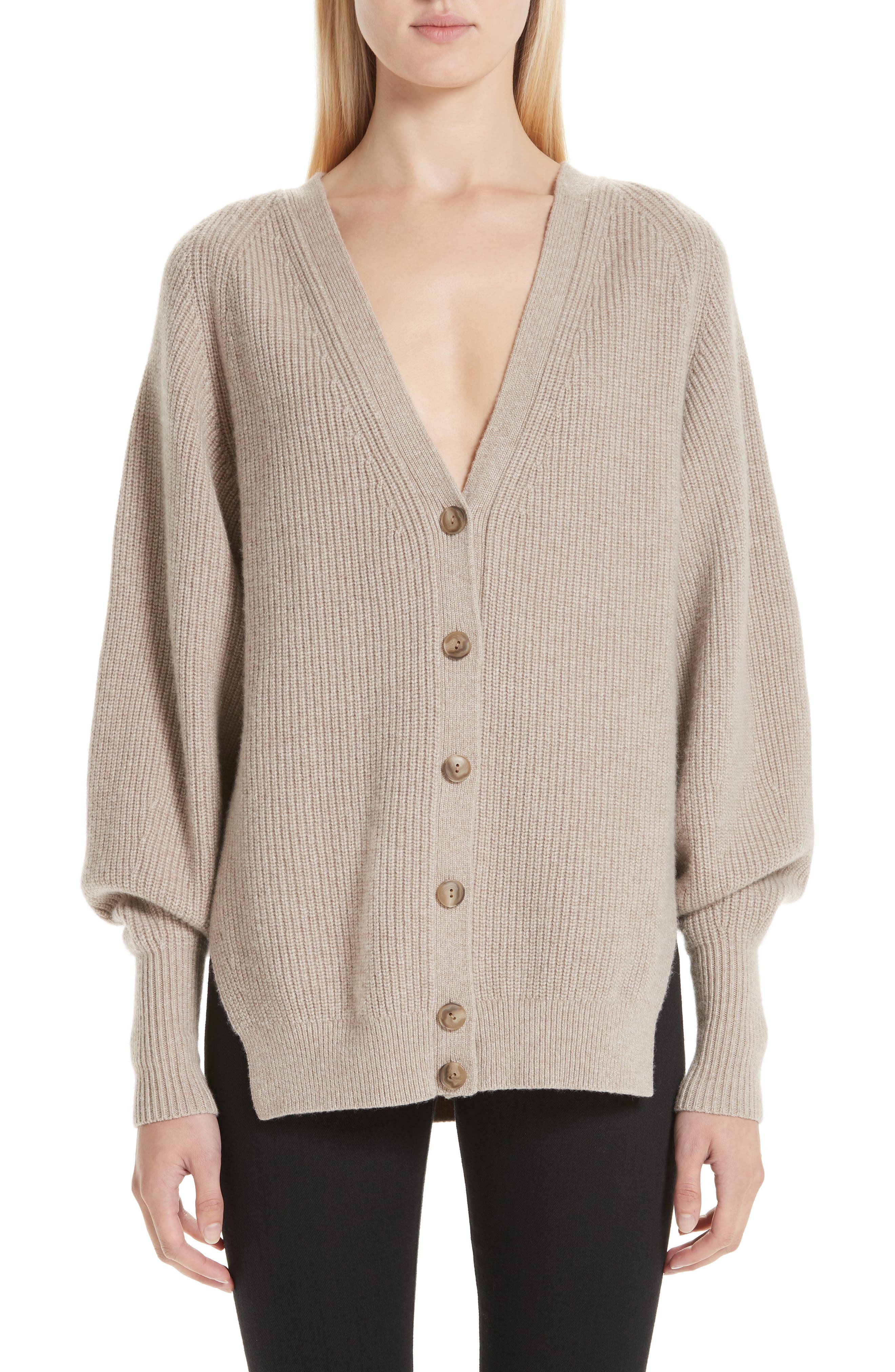 Alexander Wang Puff Sleeve Merino Wool & Cashmere Blend Cardigan