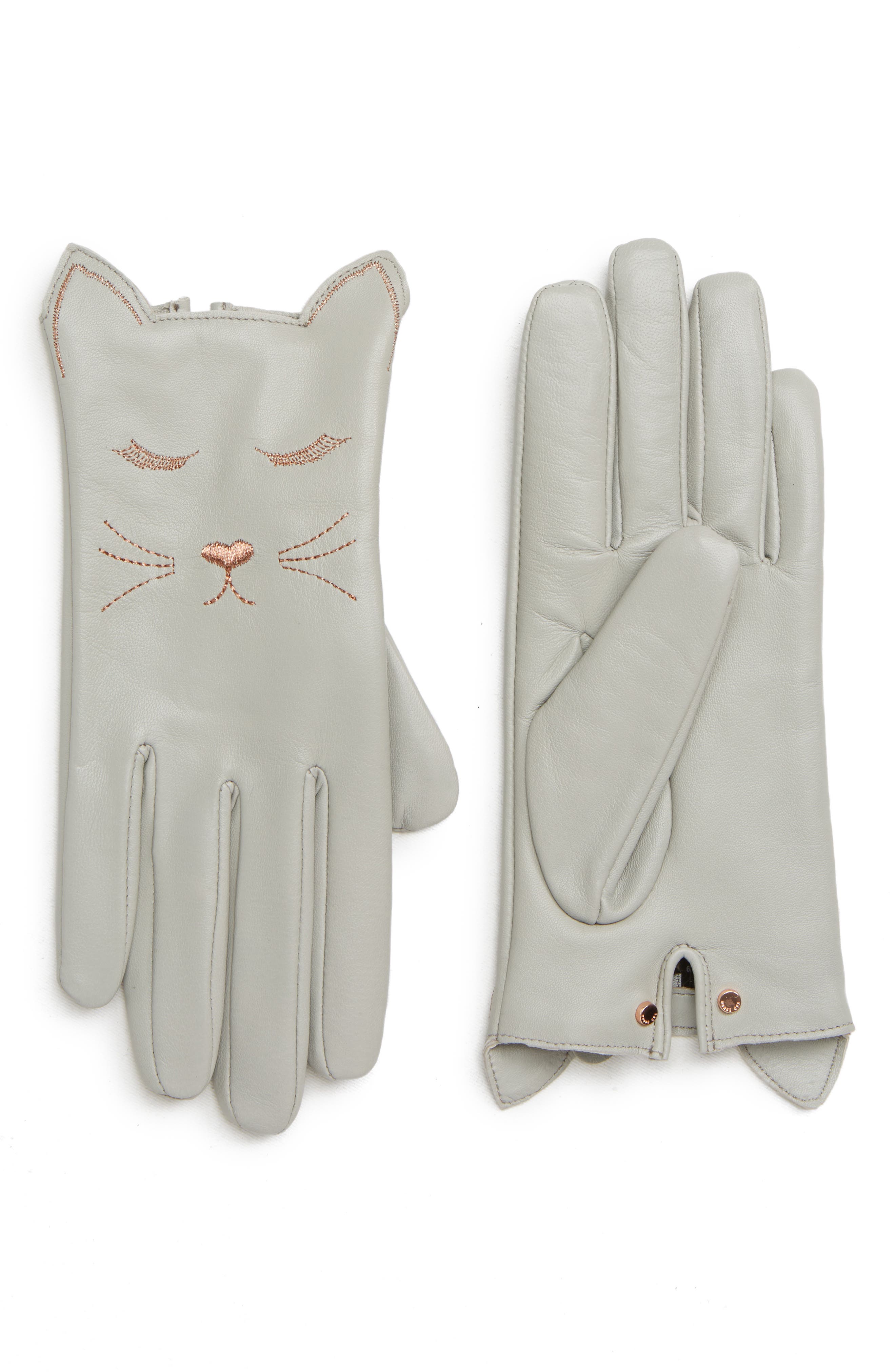 Ted Baker London Cat Leather Touchscreen Gloves