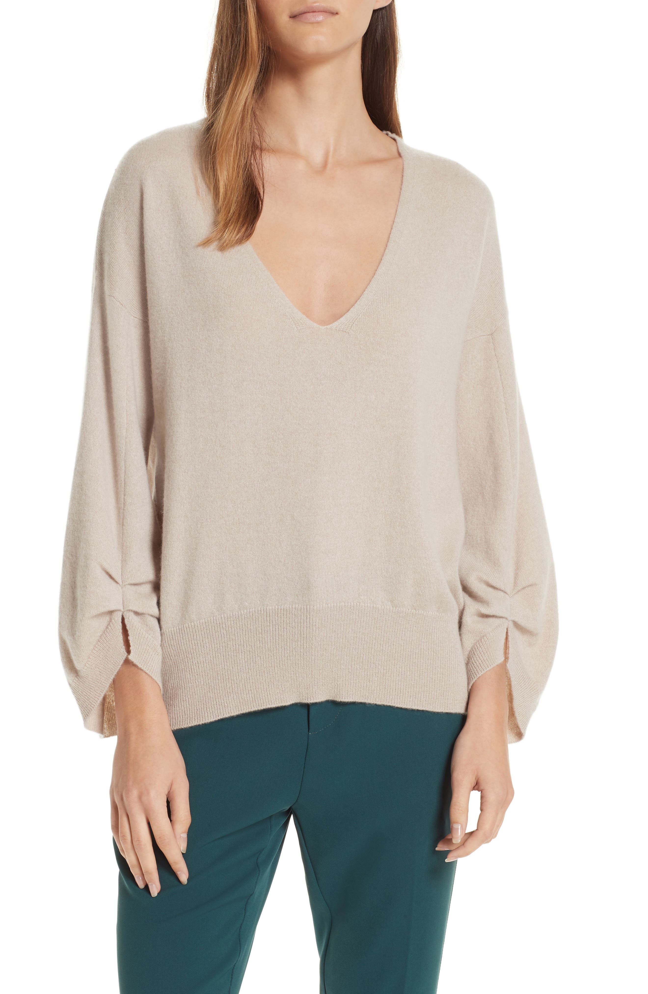 Brochu Walker Casimir Cashmere Pullover Sweater, Beige
