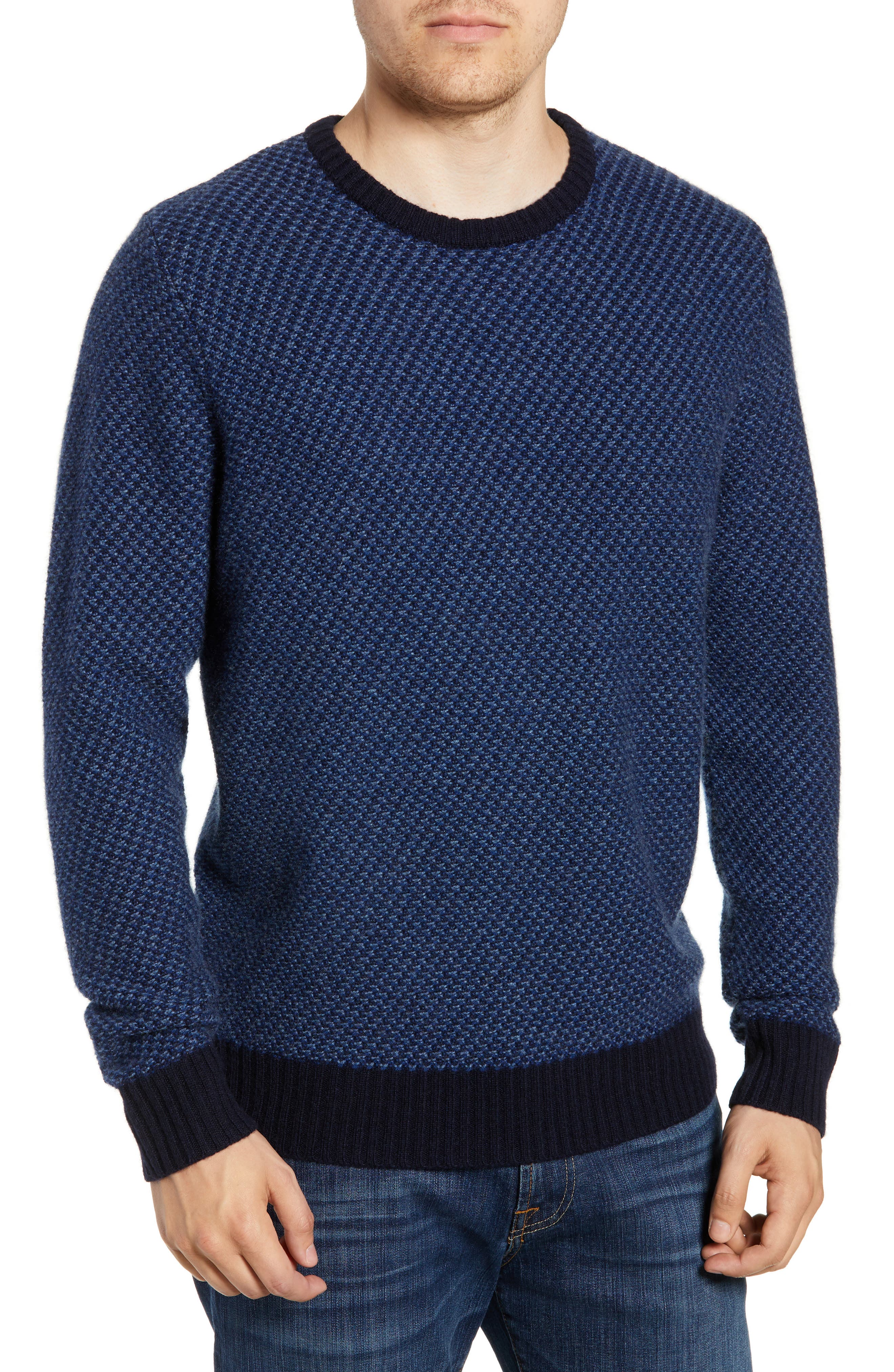 Nordstrom Shop Jacquard Wool & Cashmere Sweater, Blue