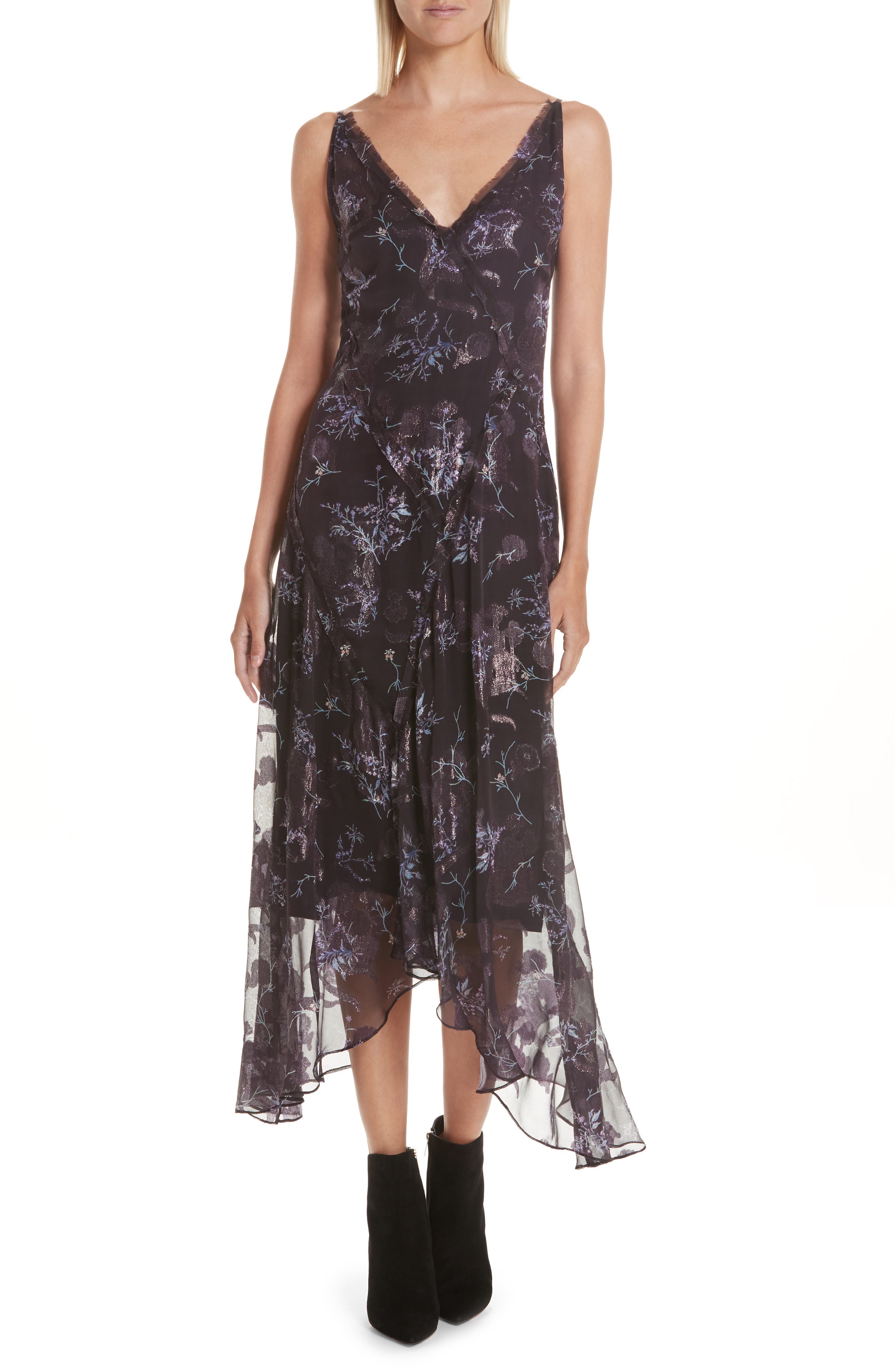 Jason Wu Winter Floral Fil Coupe Midi Dress