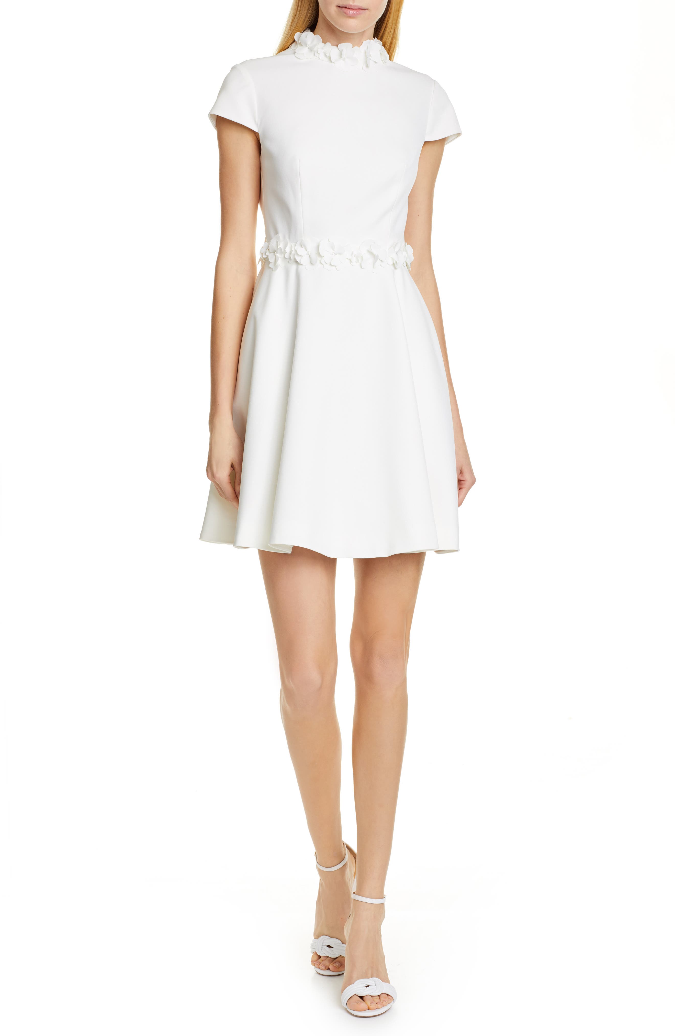 Ted Baker London Elianah Floral Applique Skater Dress, White