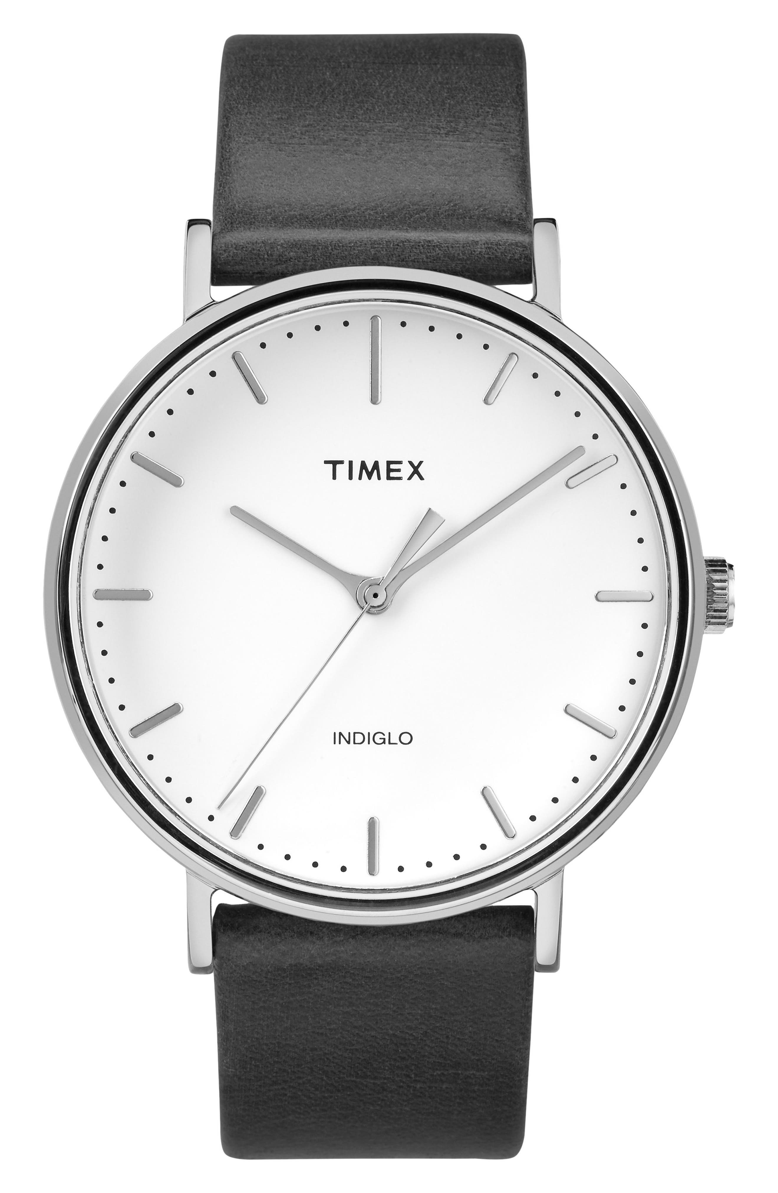 Timex Fairfield Leather Strap Watch, 41Mm