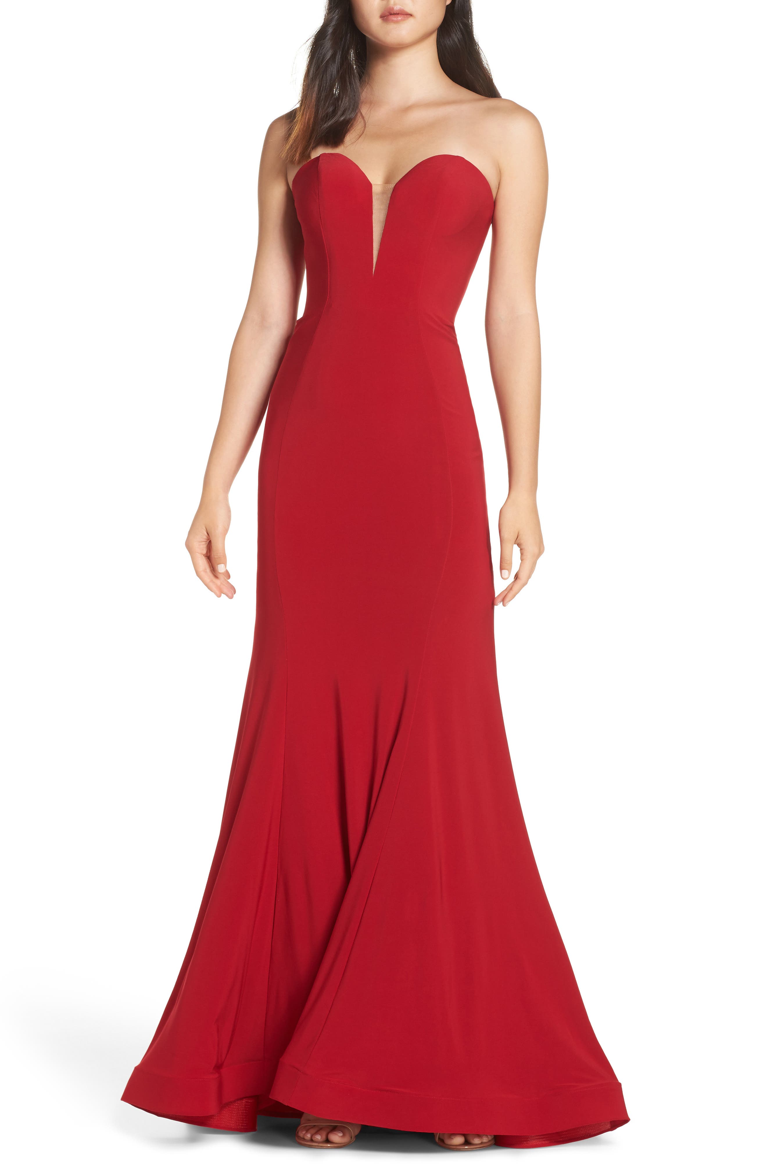 MAC Duggal Bustier Trumpet Gown, Red