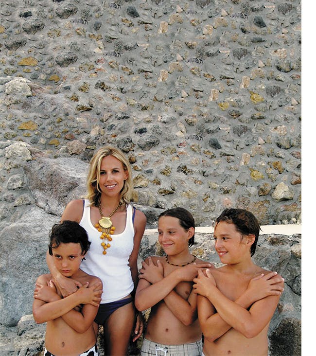 Designer Tory Burch and her sons.