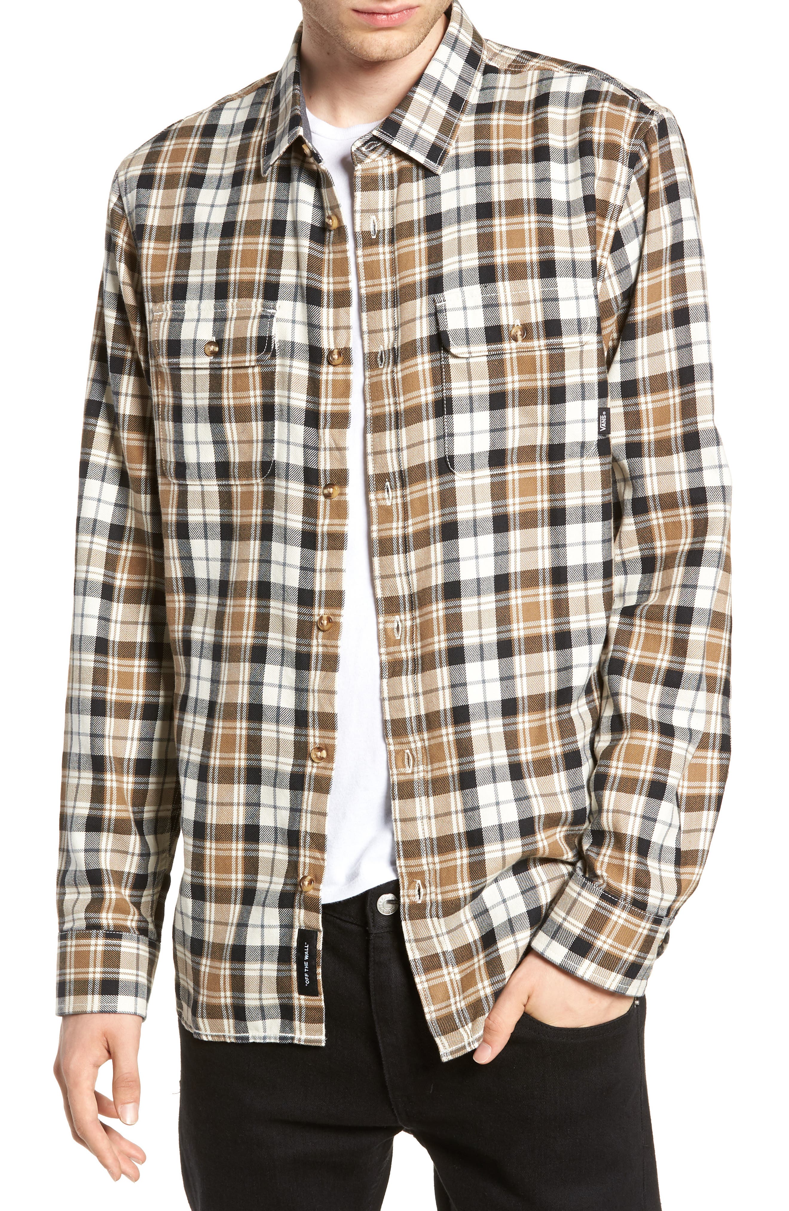 Vans Sycamore Plaid Flannel Sport Shirt, Ivory