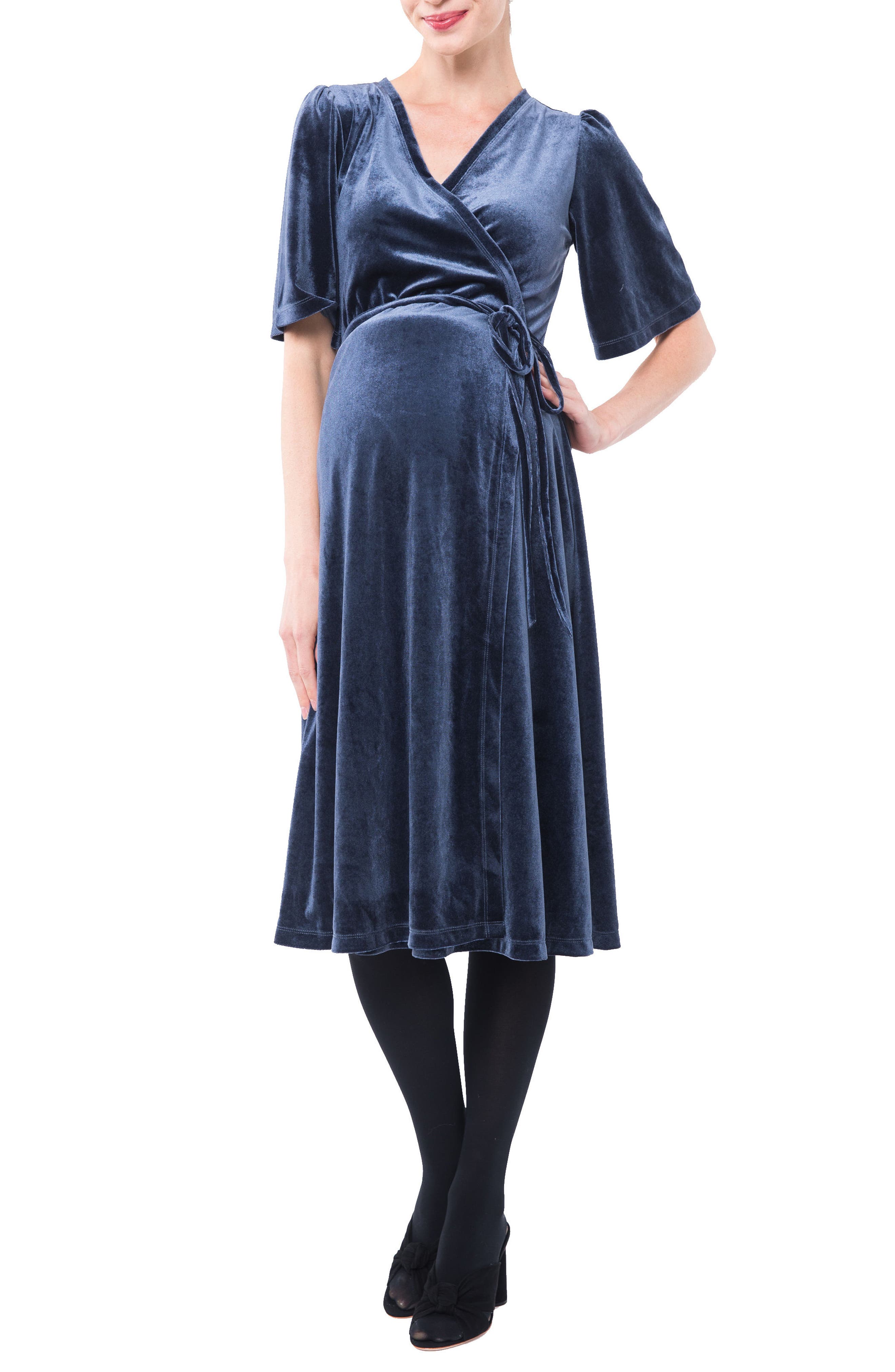 Nom Maternity Genevieve Velvet Maternity/nursing Dress, Grey