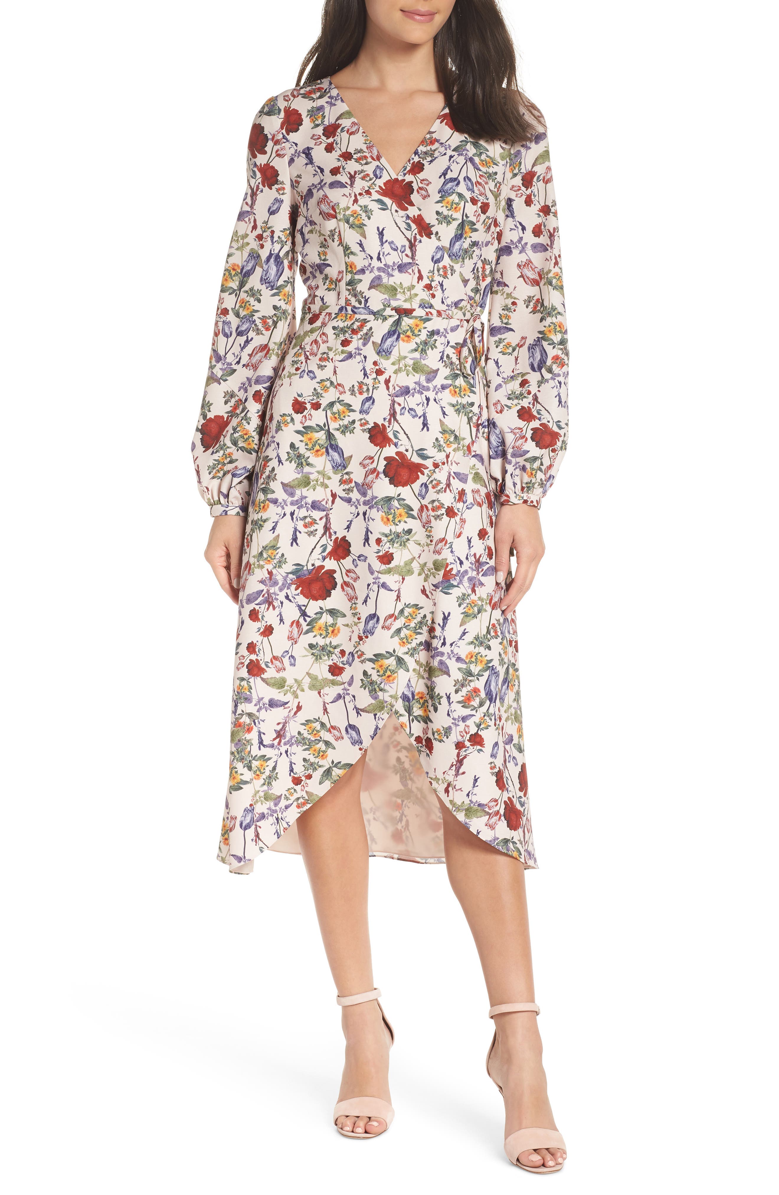 Chelsea28 Floral Wrap Dress, Pink