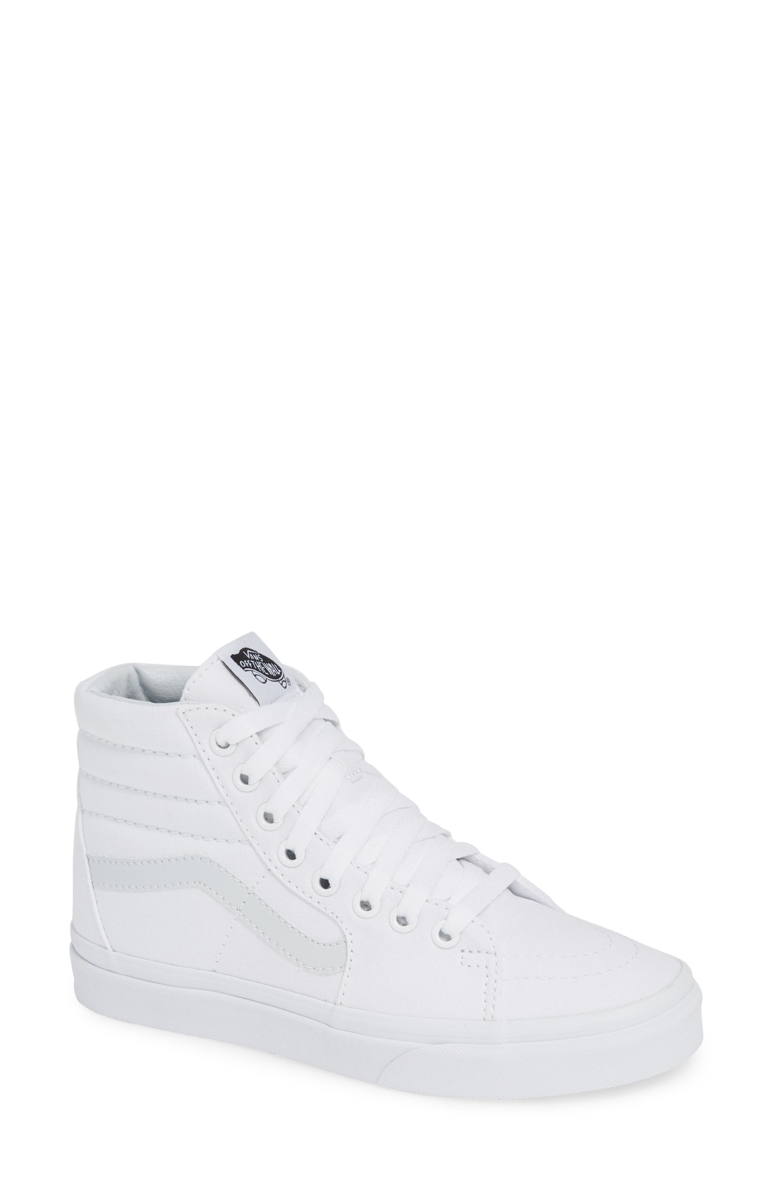 white faux leather vans