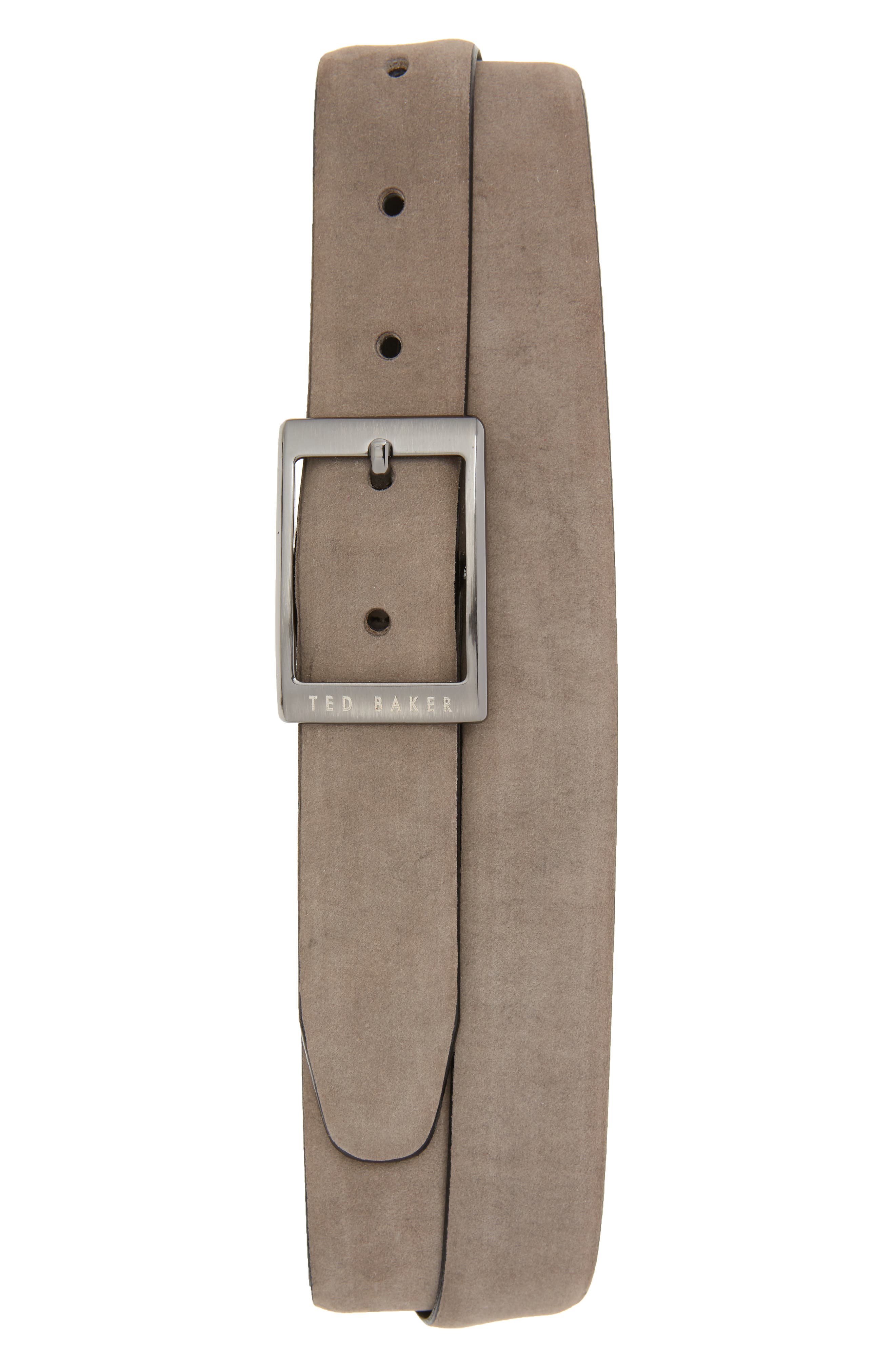 Ted Baker London Nubuck Leather Belt, Grey