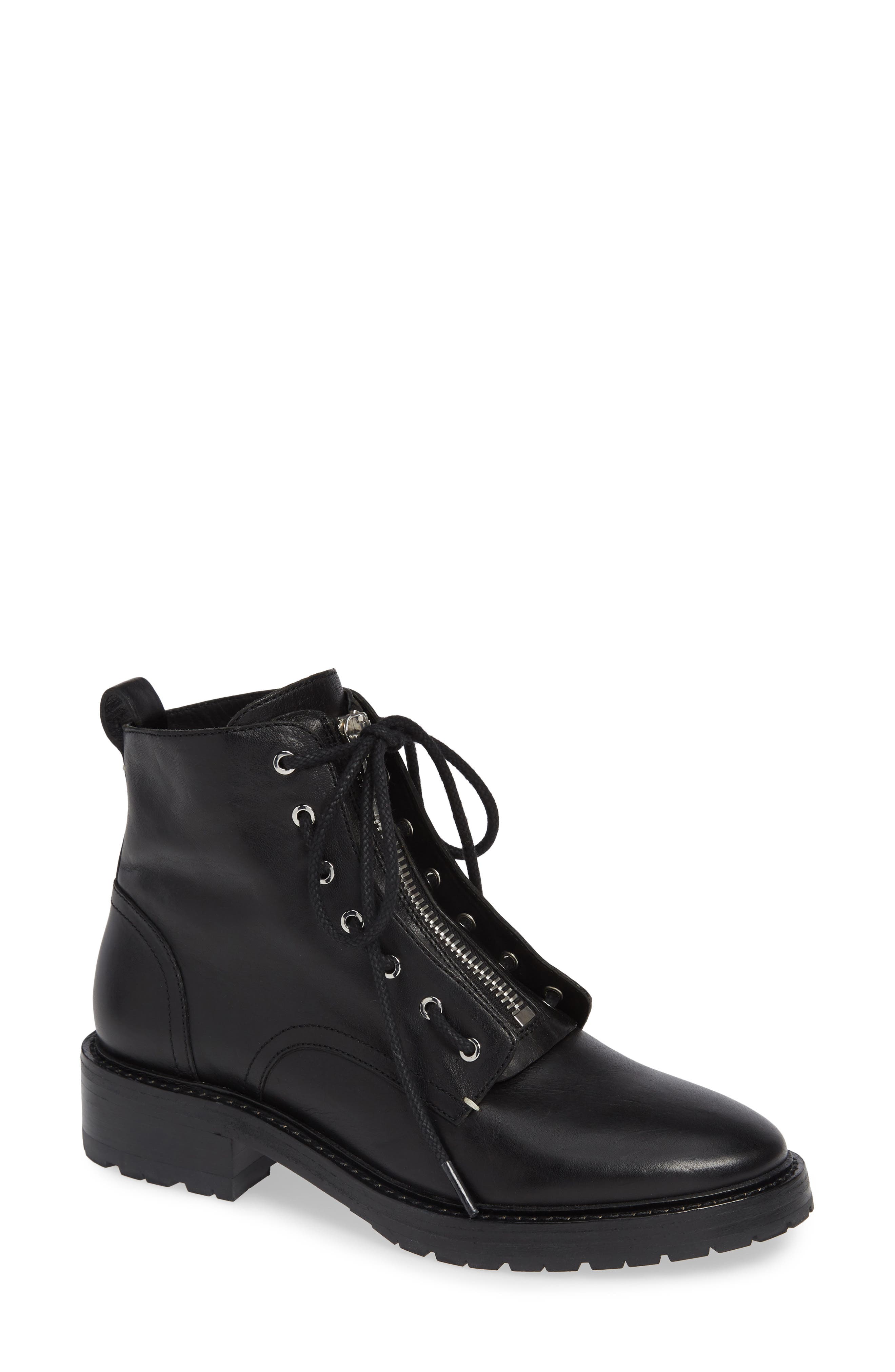 Rag & Bone Cannon Front Zip Combat Boot, Black