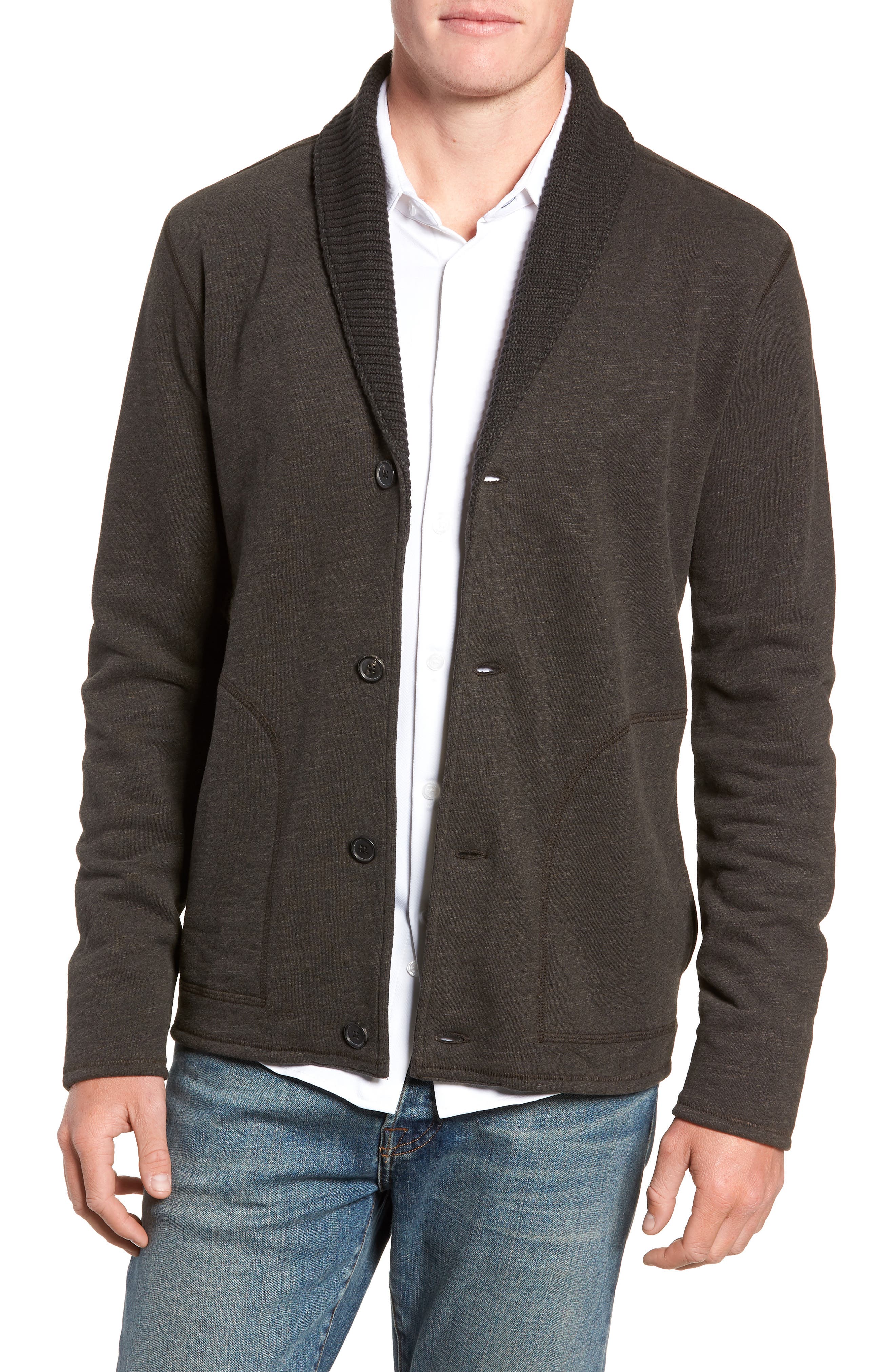 Billy Reid Regular Fit Mouline Cardigan, Black