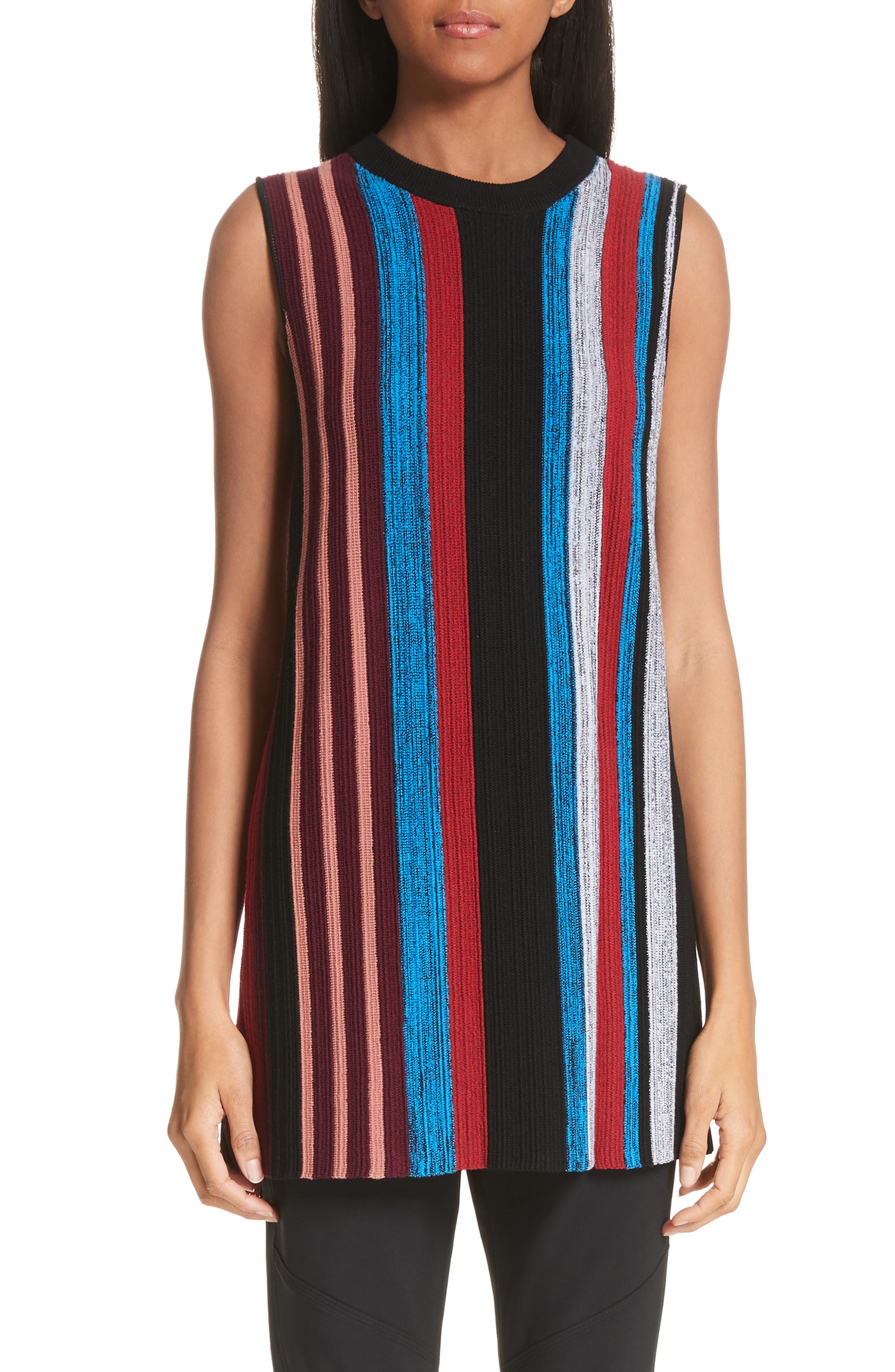 Proenza Schouler Stripe Wool & Silk Blend Ottoman Sweater Tunic, Black