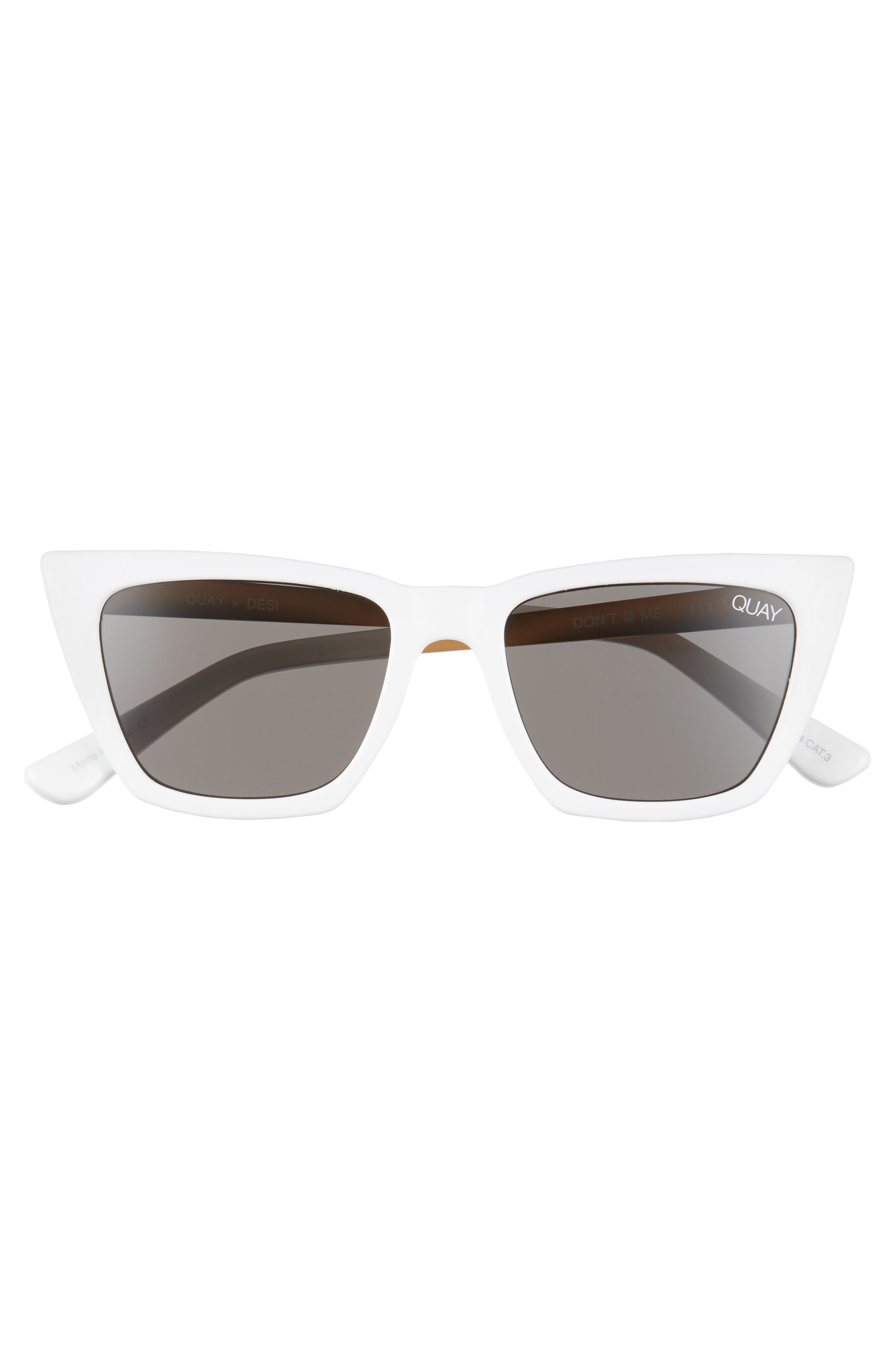 x Desi Perkins Don't @ Me 48mm Cat Eye Sunglasses, Alternate, color, WHITE/ SMOKE