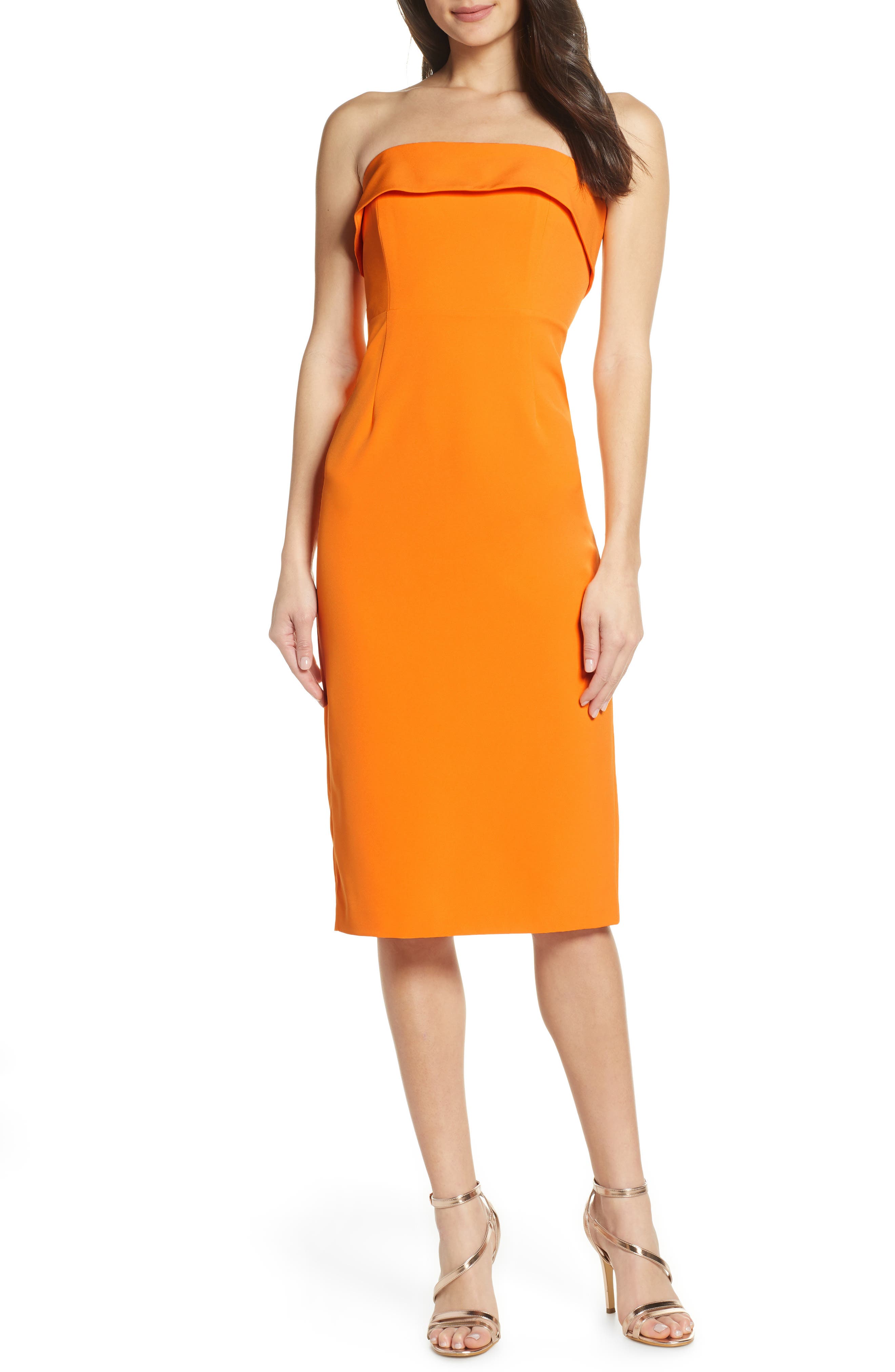 Bardot Georgia Strapless Dress, Orange