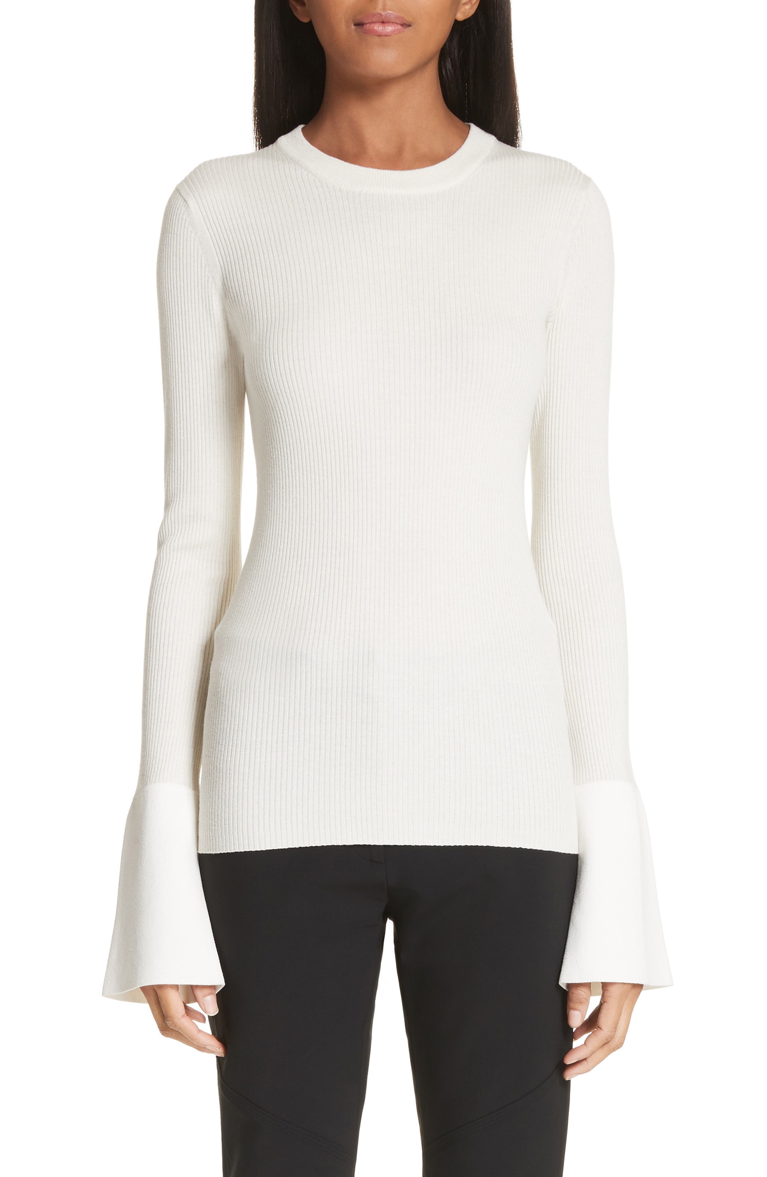 Proenza Schouler Contrast Cuff Silk & Cashmere Blend Sweater