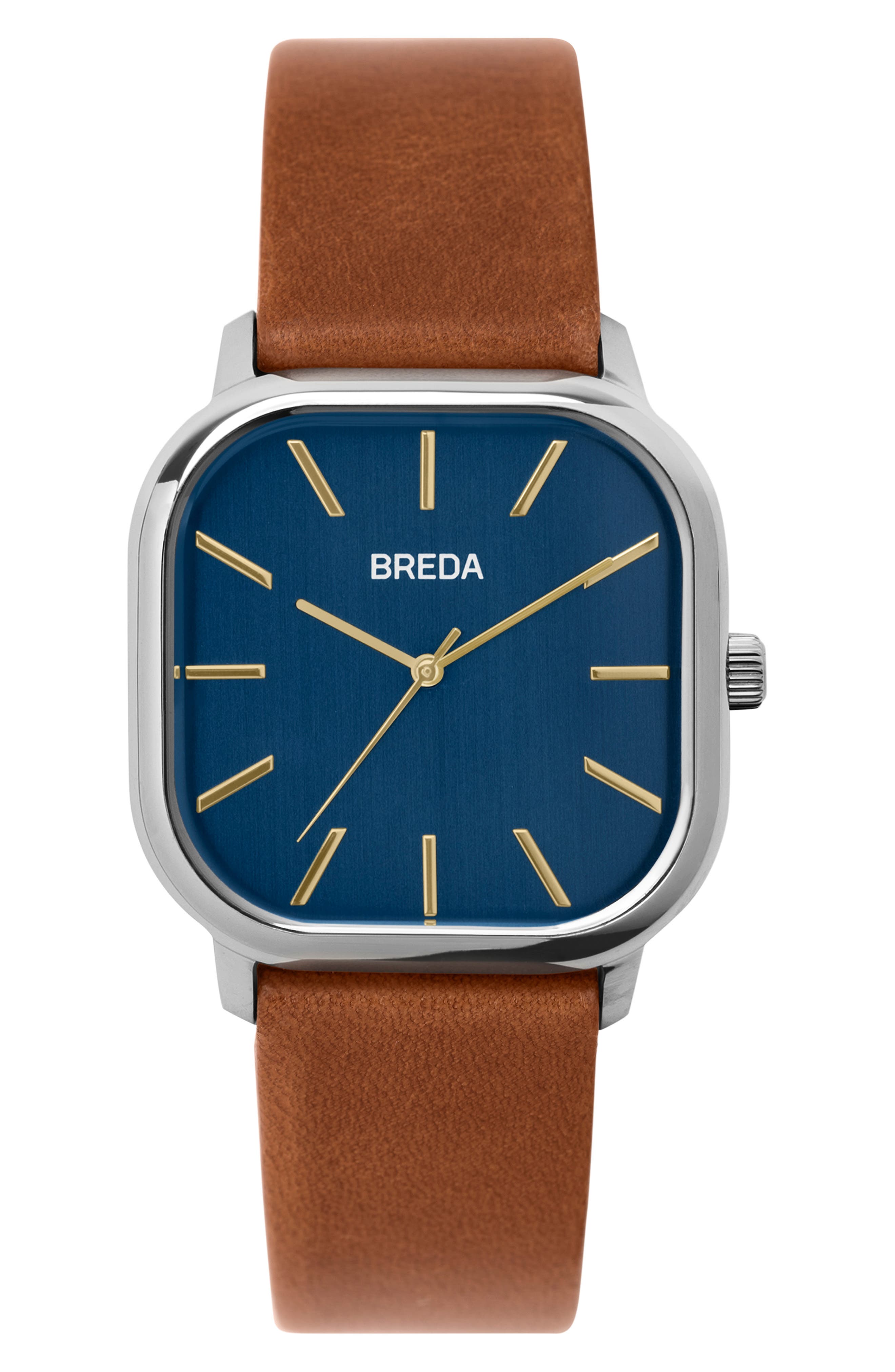 Breda Visser Square Leather Strap Watch, 35Mm