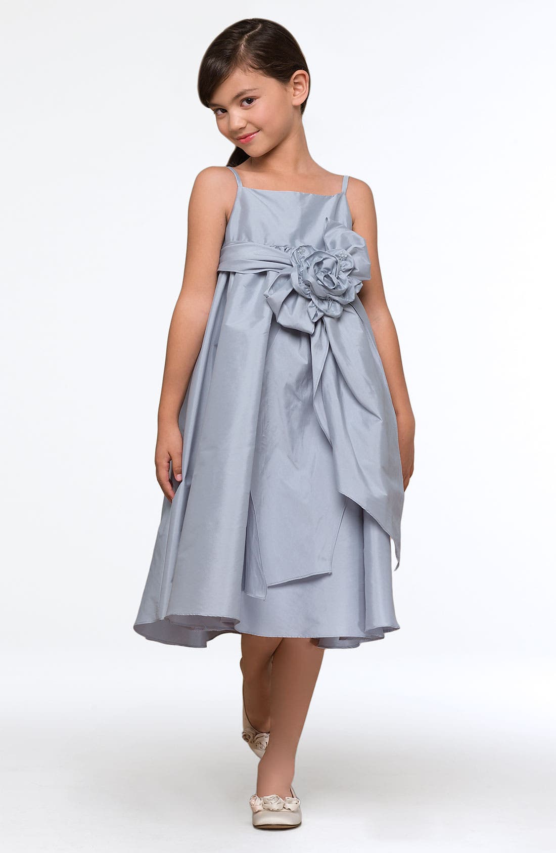 Us Angels Empire Waist Flower Sash Dress (Baby Girls, Toddler Girls