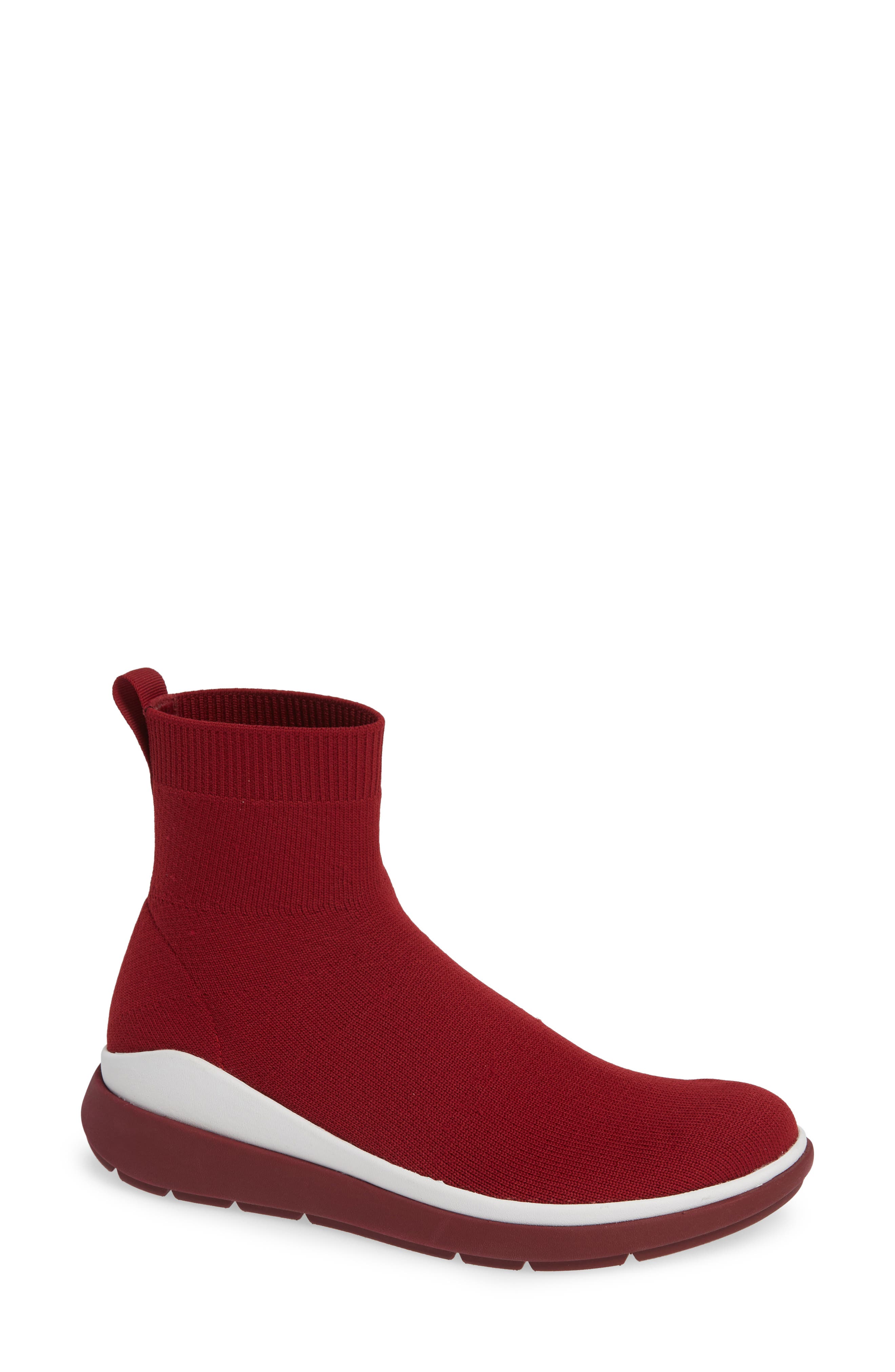 Fitflop Loosh Luxe Rapid Knit Bootie, Burgundy