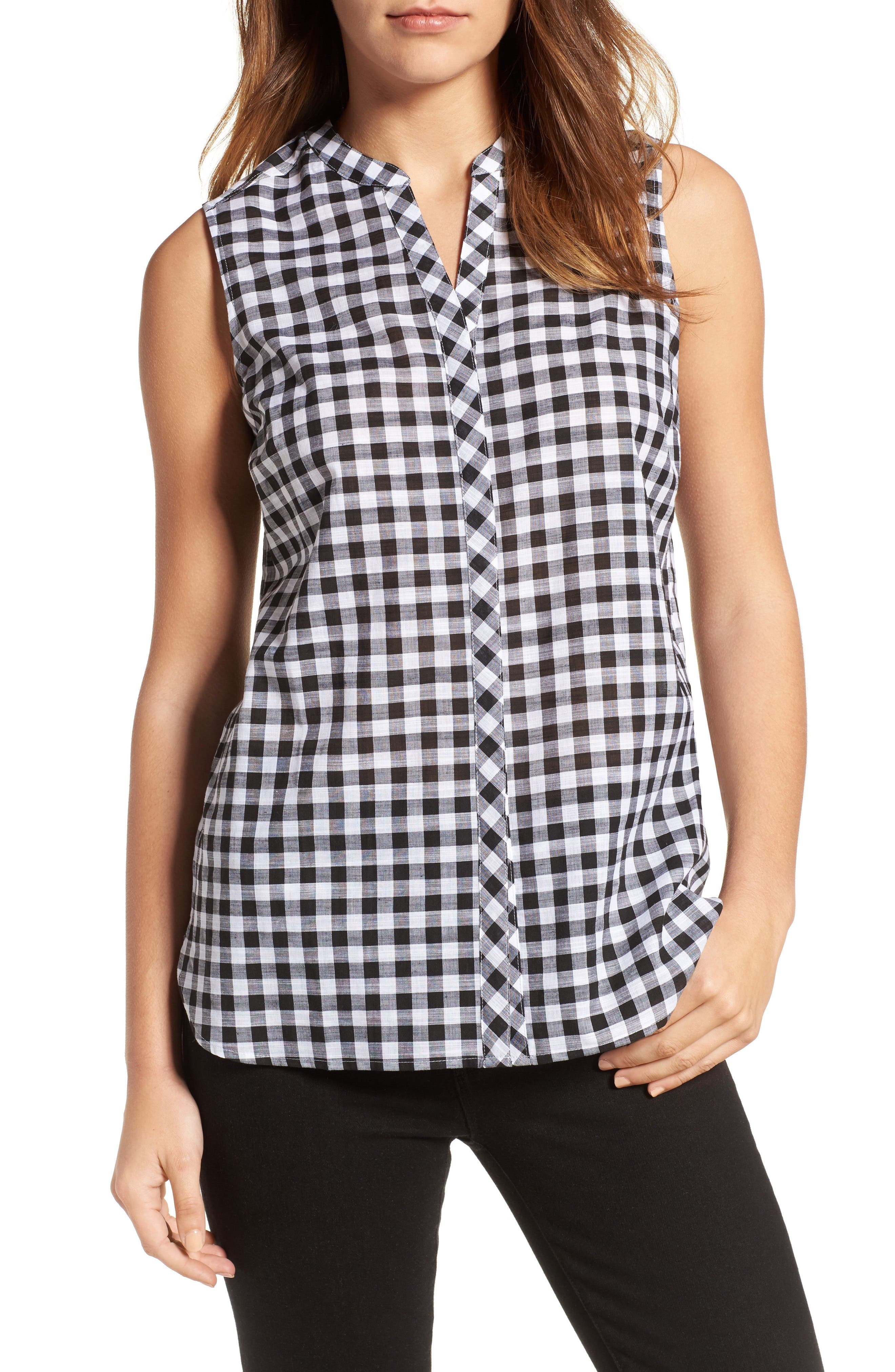 Foxcroft Gingham Sleeveless Shirt (Regular & Petites) Nordstrom
