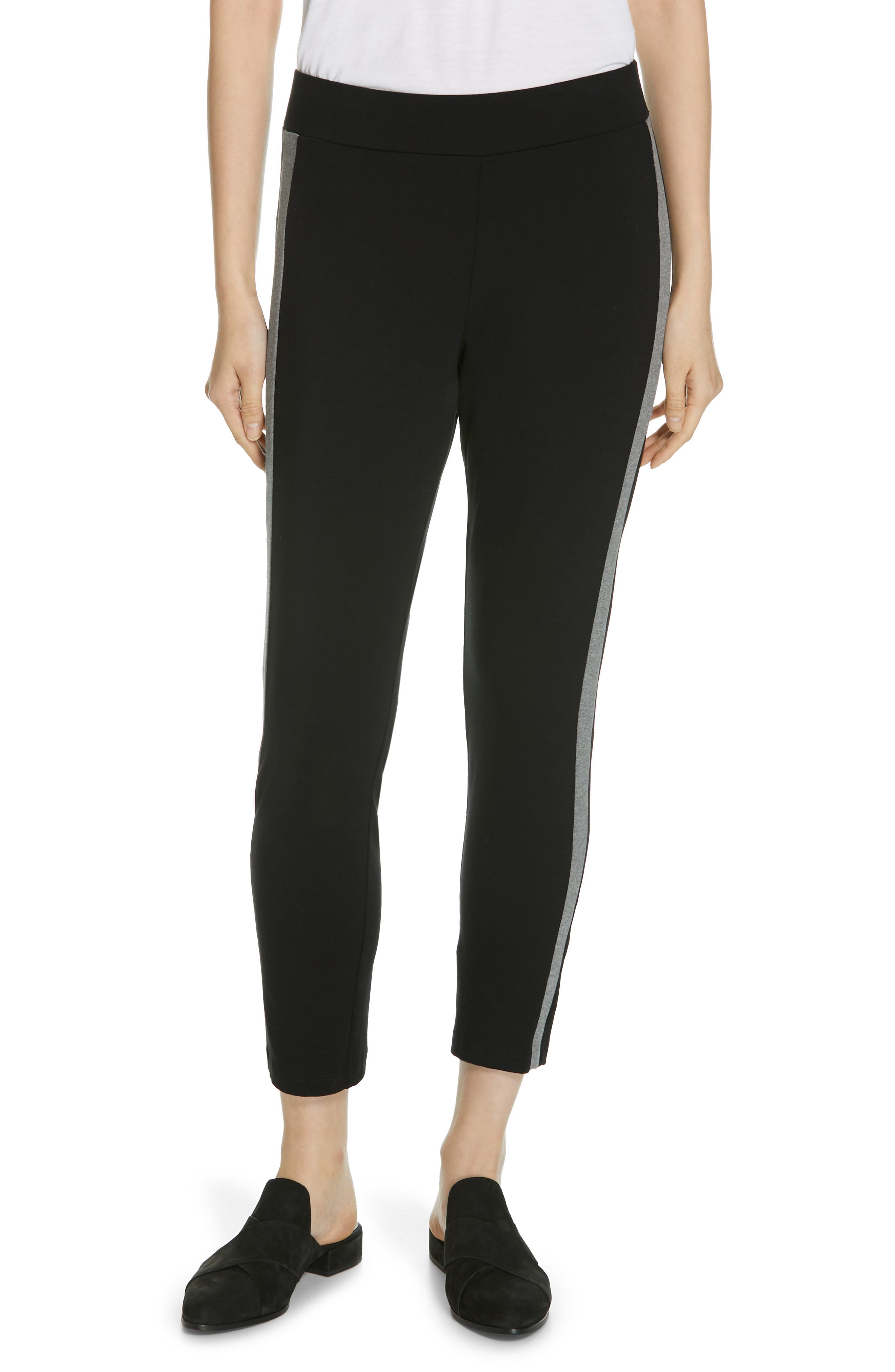 Eileen Fisher Side Stripe Slim Pants, Black