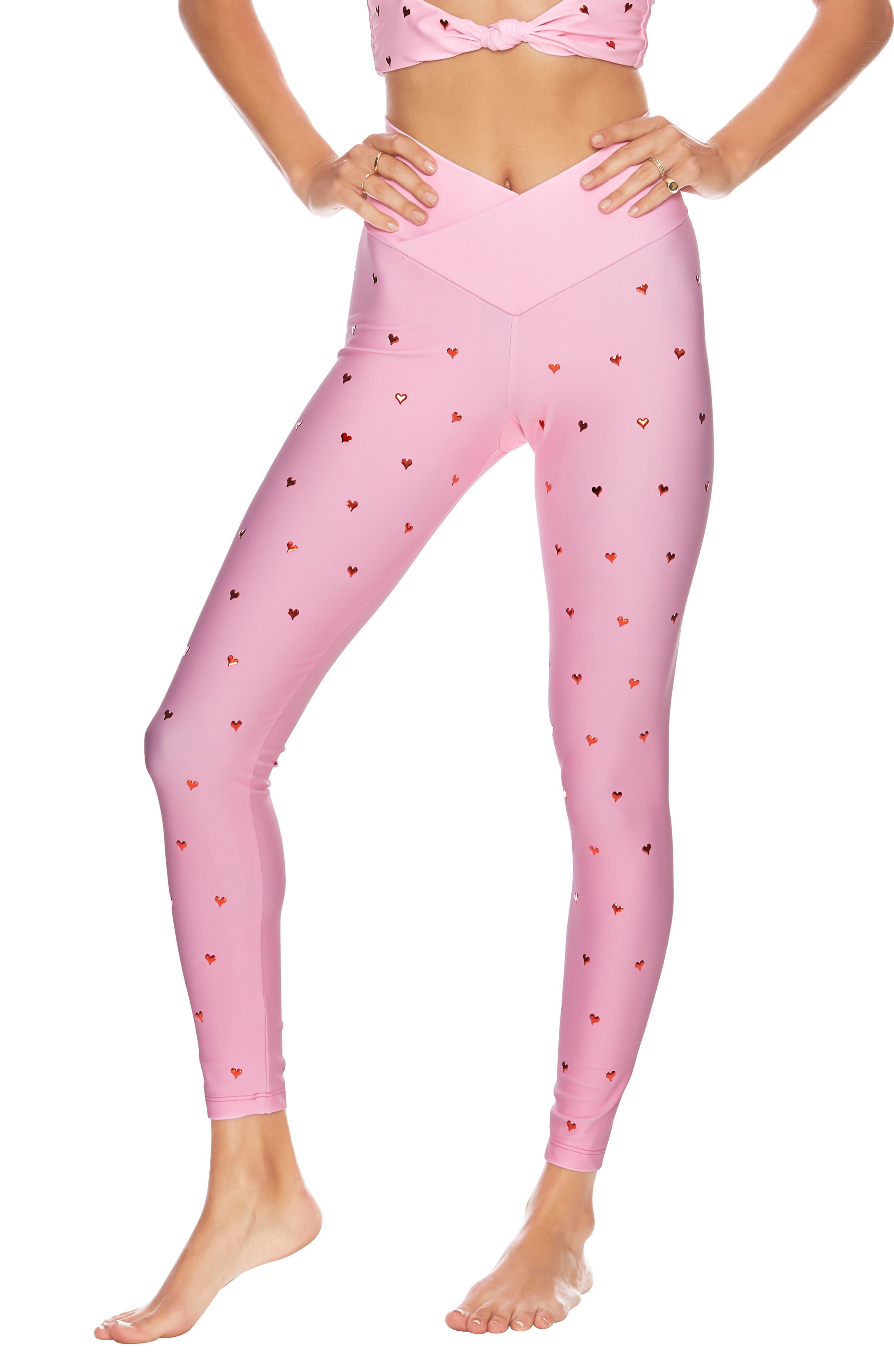 Beach Riot Metallic Detail Leggings, Red