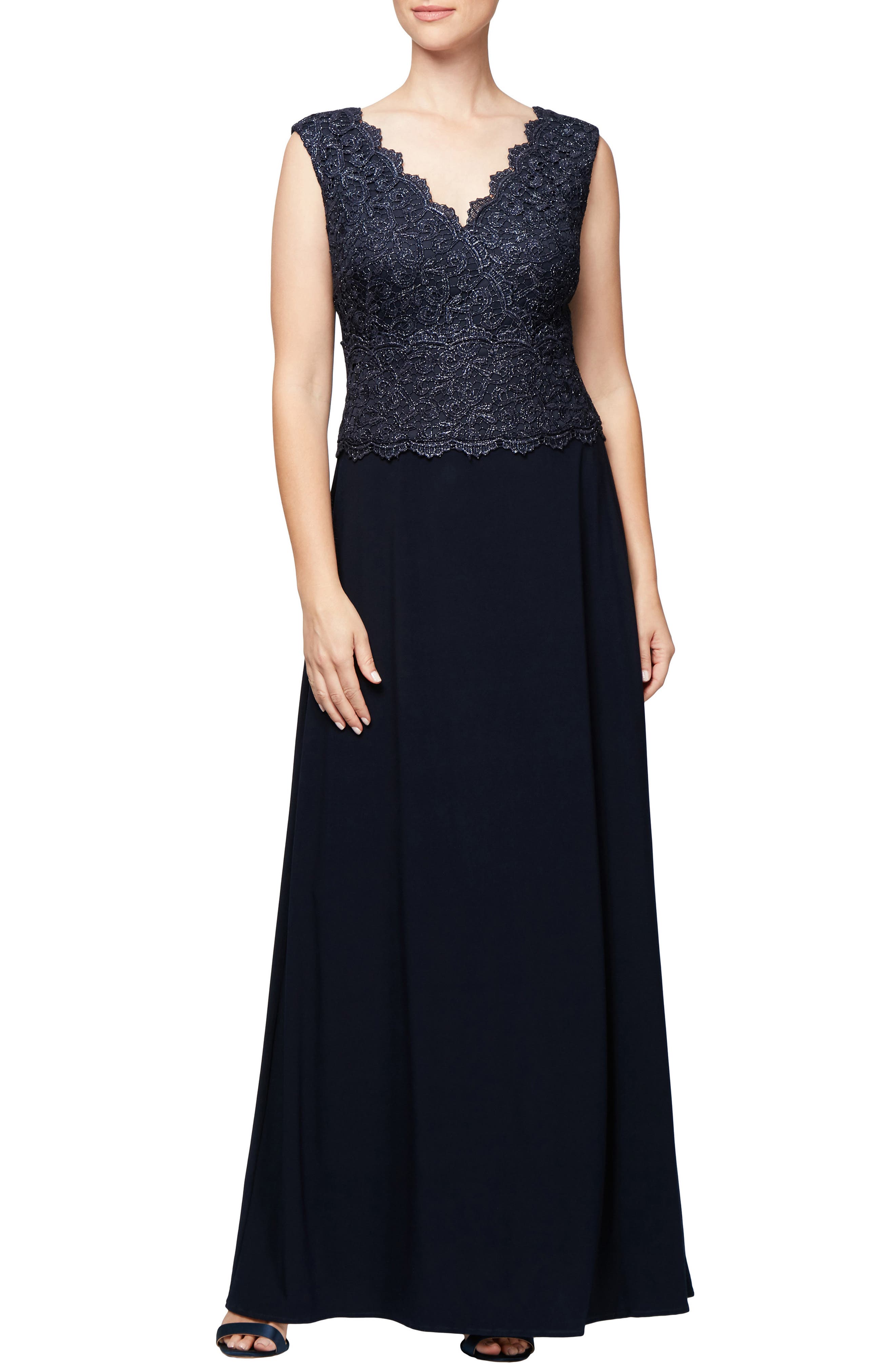 Alex Evenings Embroidered A-Line Gown