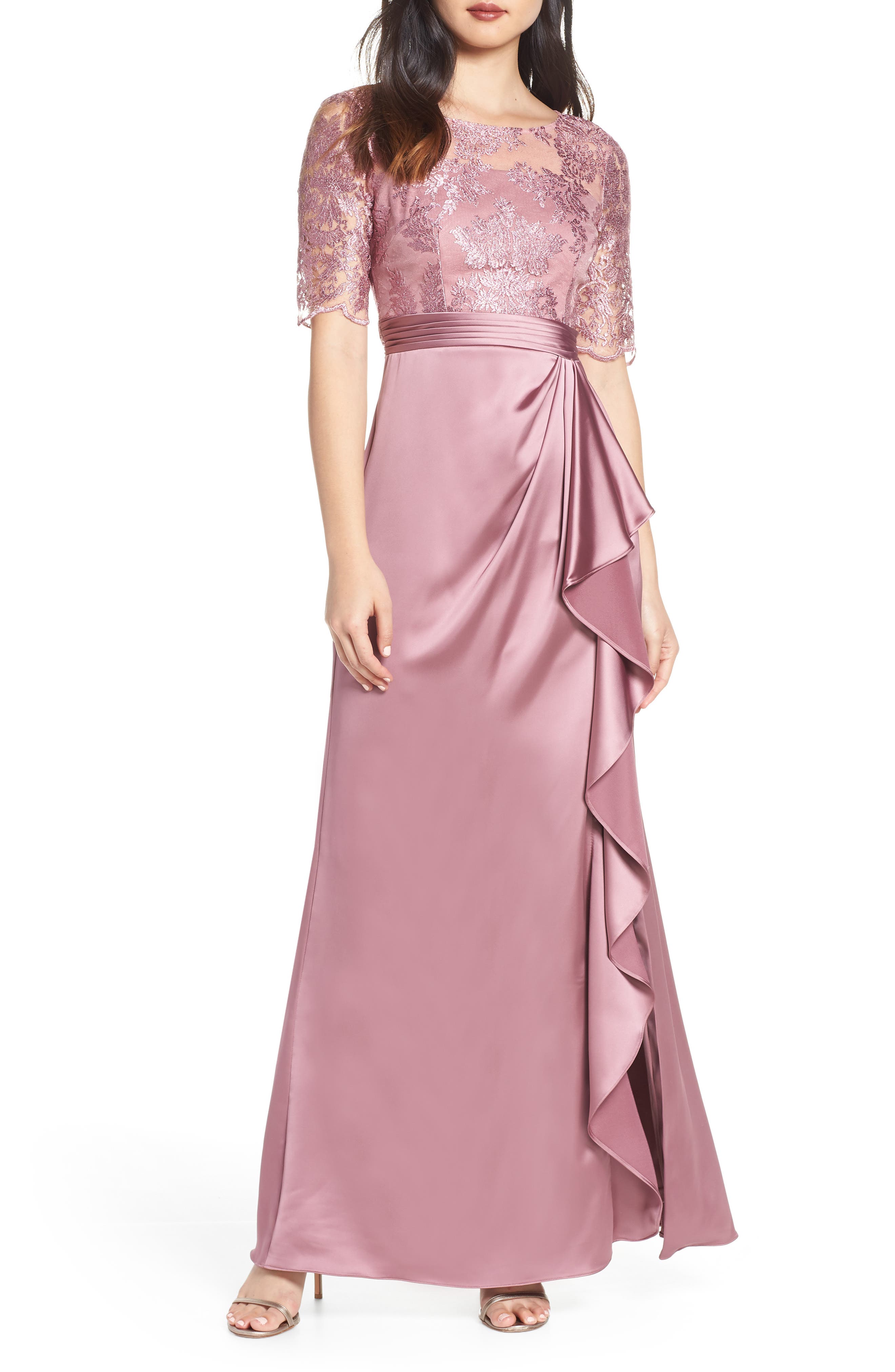 Adrianna Papell Embroidered Evening Dress, Pink