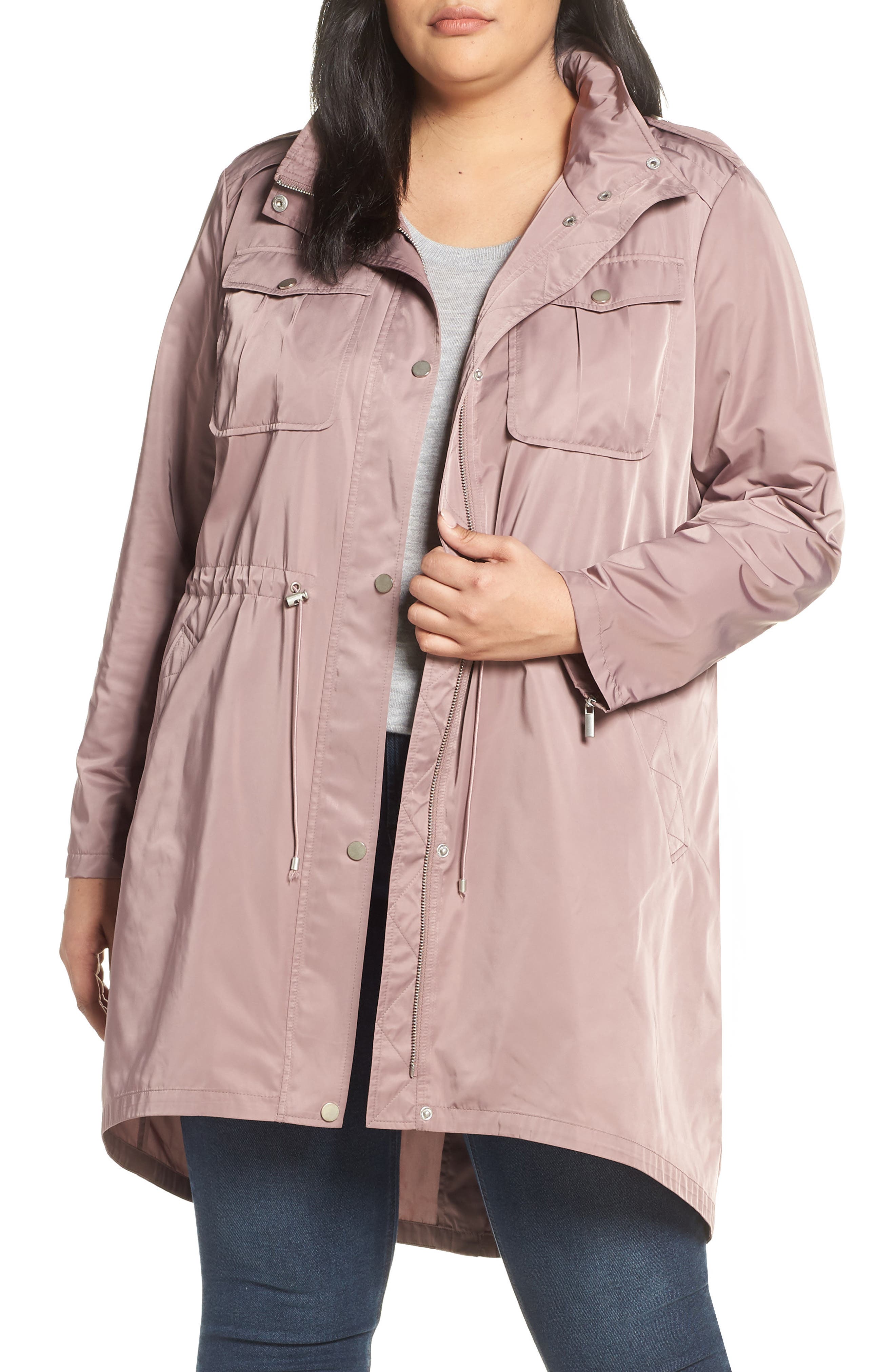 Plus Size Badgley Mischka Dakota Raincoat, Pink