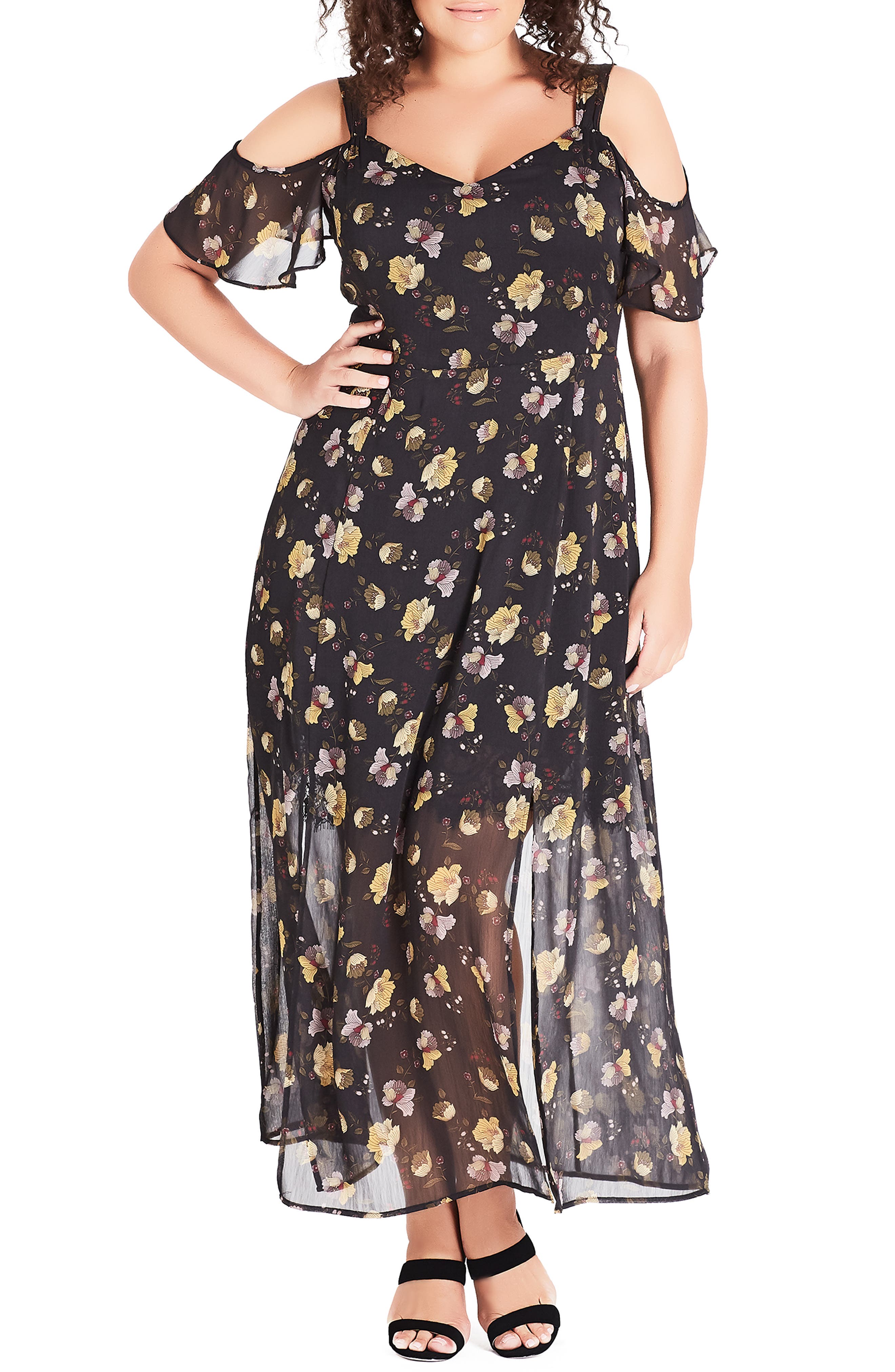 plus size sheer floral dress