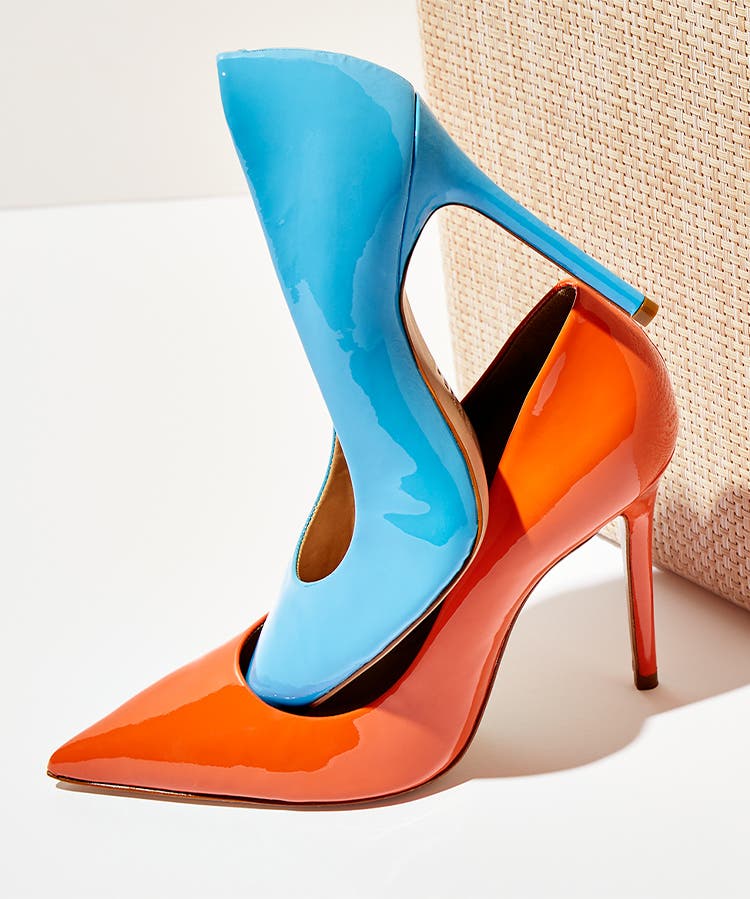 Bright orange outlet pumps